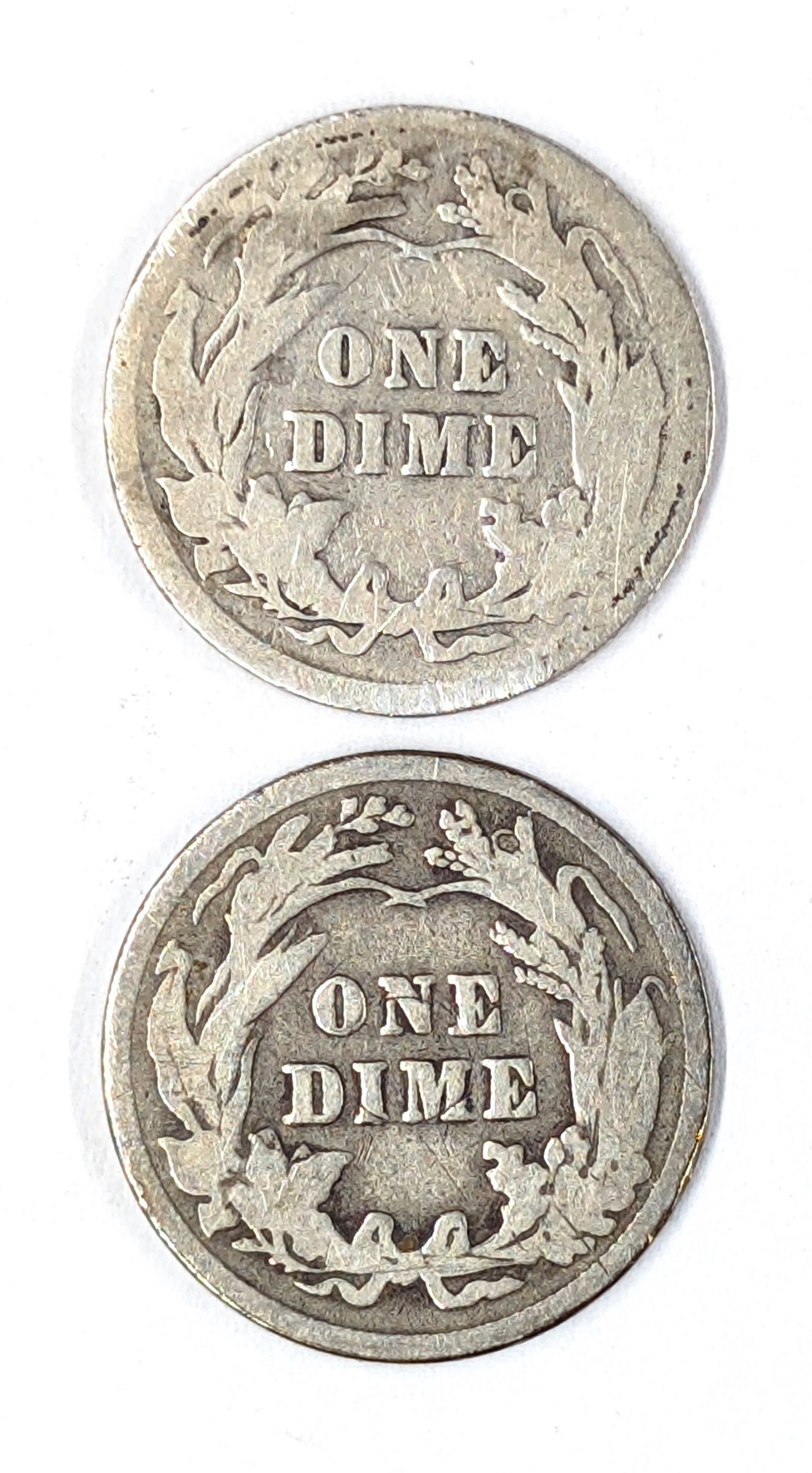 Lot of 2 Silver Barber Dimes - 1911, 1914 - 2