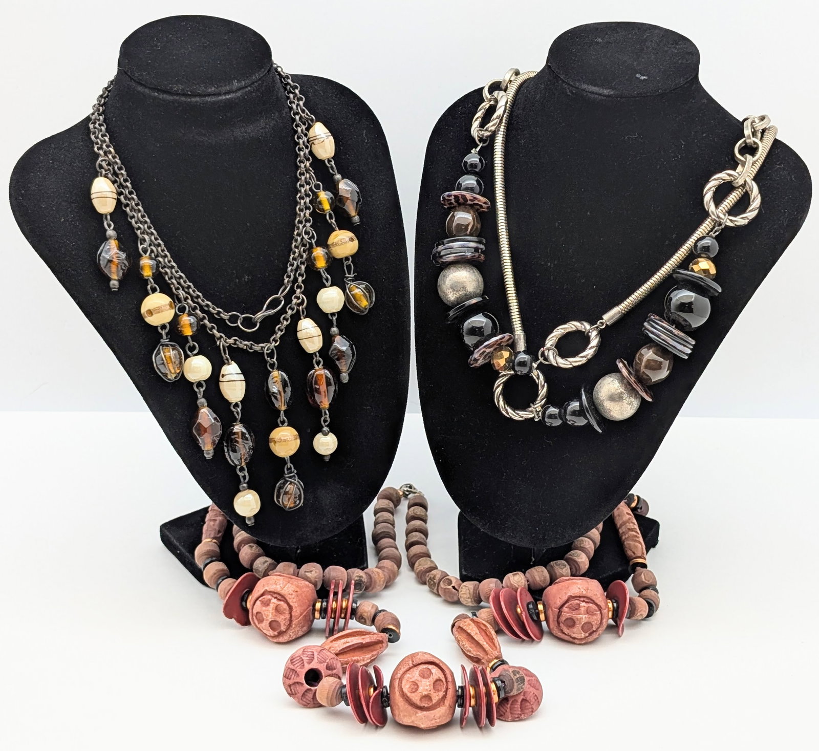 Lot of 3 Artisan Style Beaded Ladies Necklaces: Jewelry