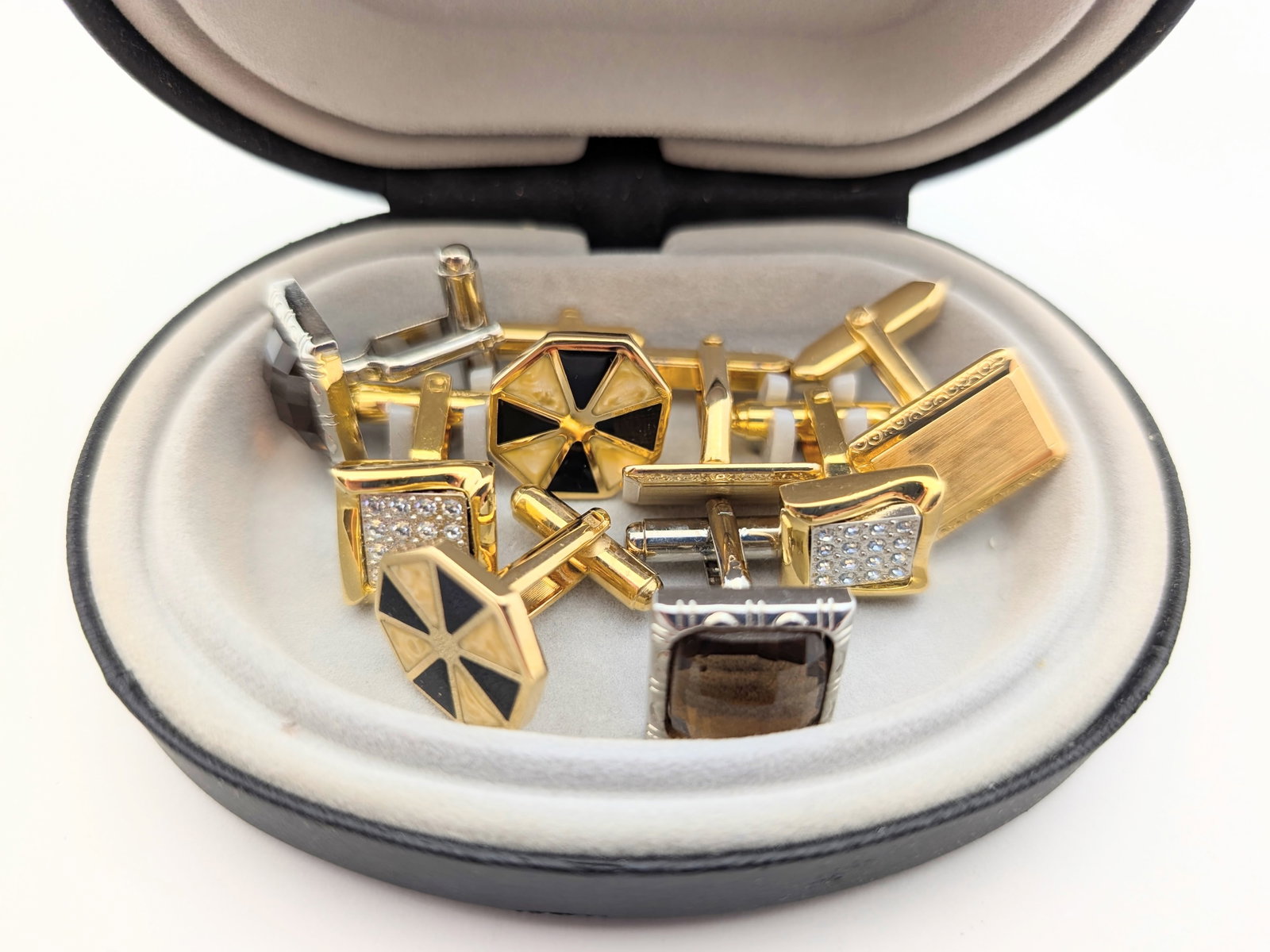 Lot of 4 Vintage Men Cufflinks- Gold Toned, Geomentrc, and Textured Designs - 2
