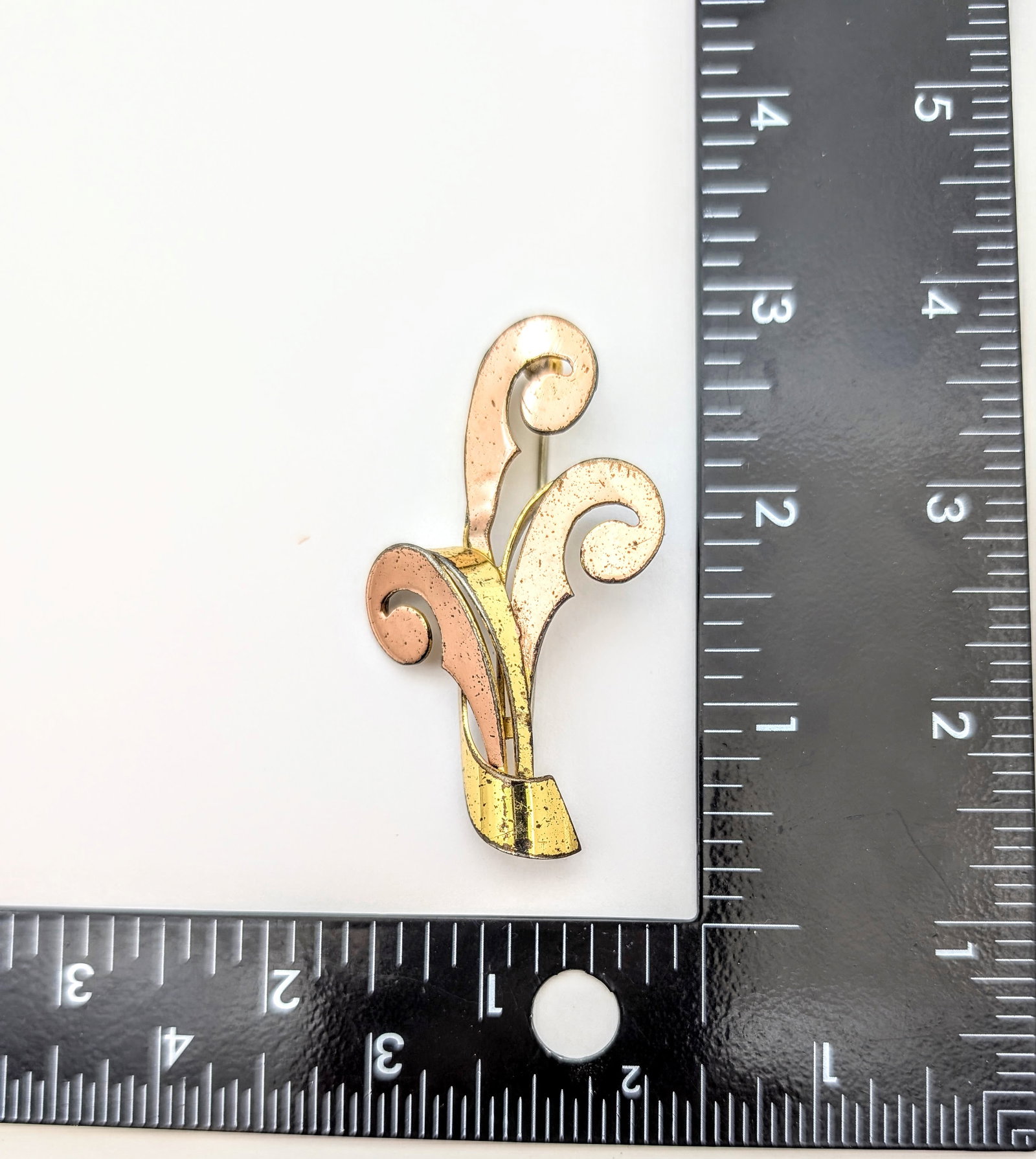 Vintage Monet Sterling Silver Gold Toned Art Deco Brooch - 5