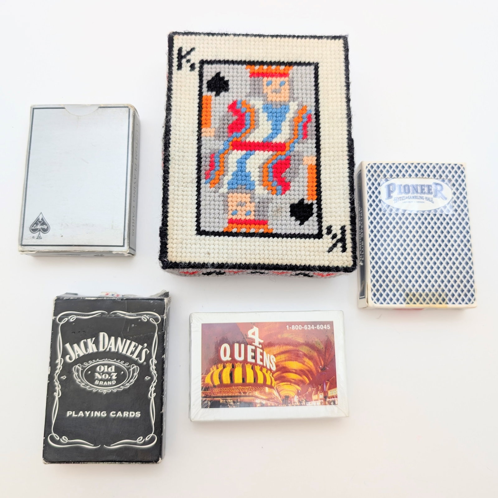 Lot of 5 Vintage Playing Cards plus a Knit Card Box (1 of 6)