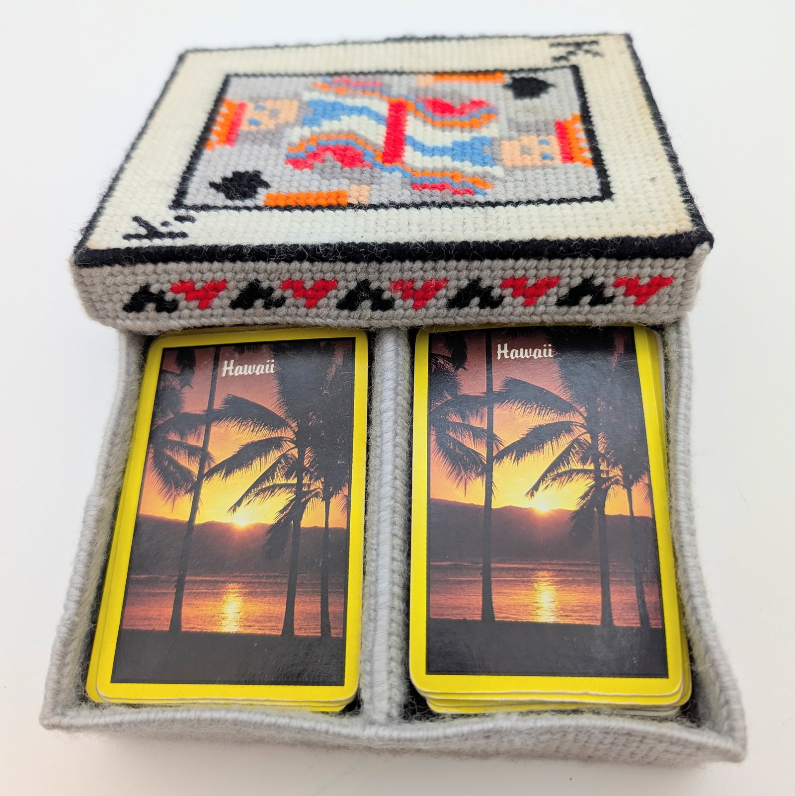 Lot of 5 Vintage Playing Cards plus a Knit Card Box - 2