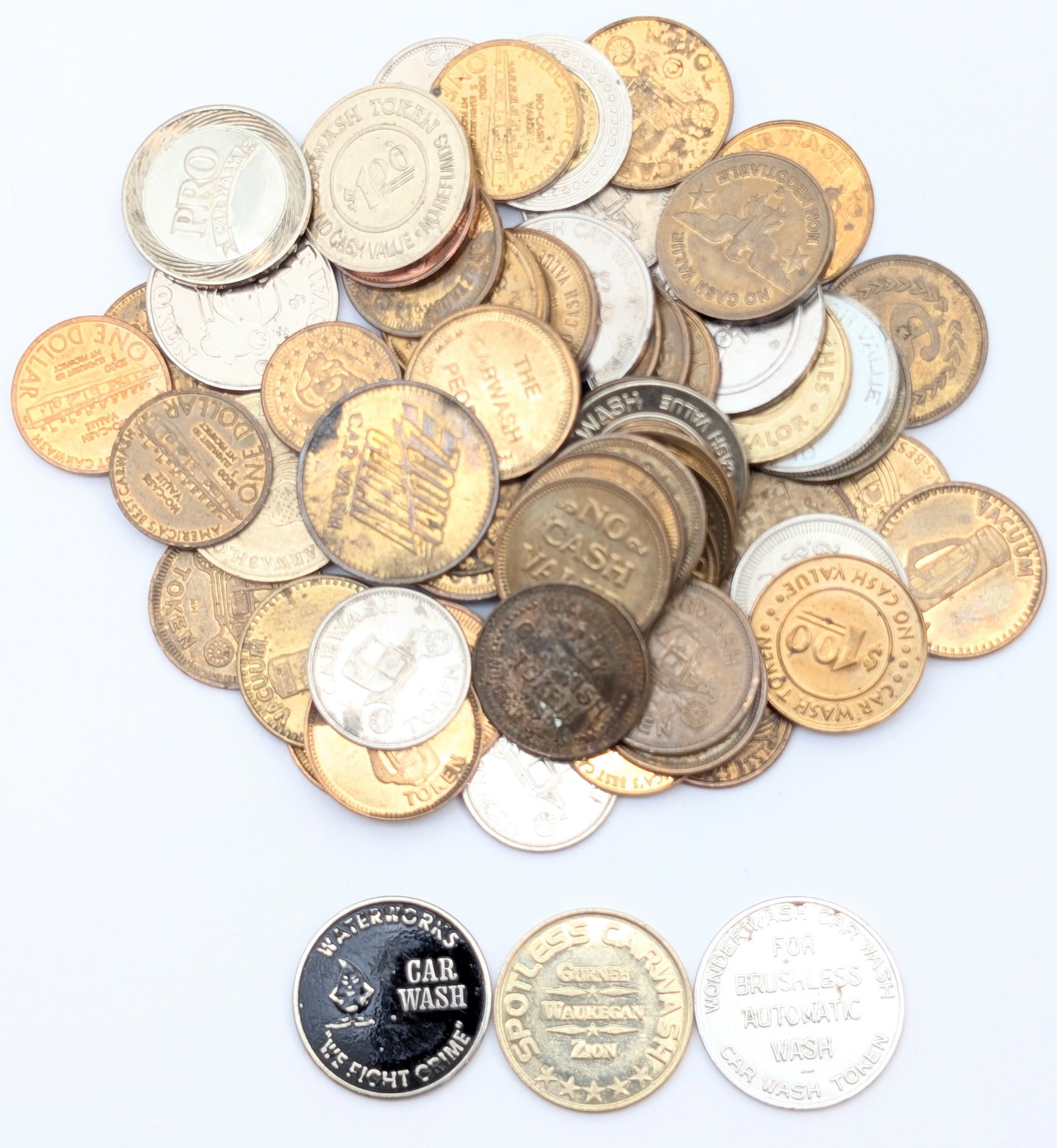 Large Lot of Vintage Car Wash Tokens: Tokens