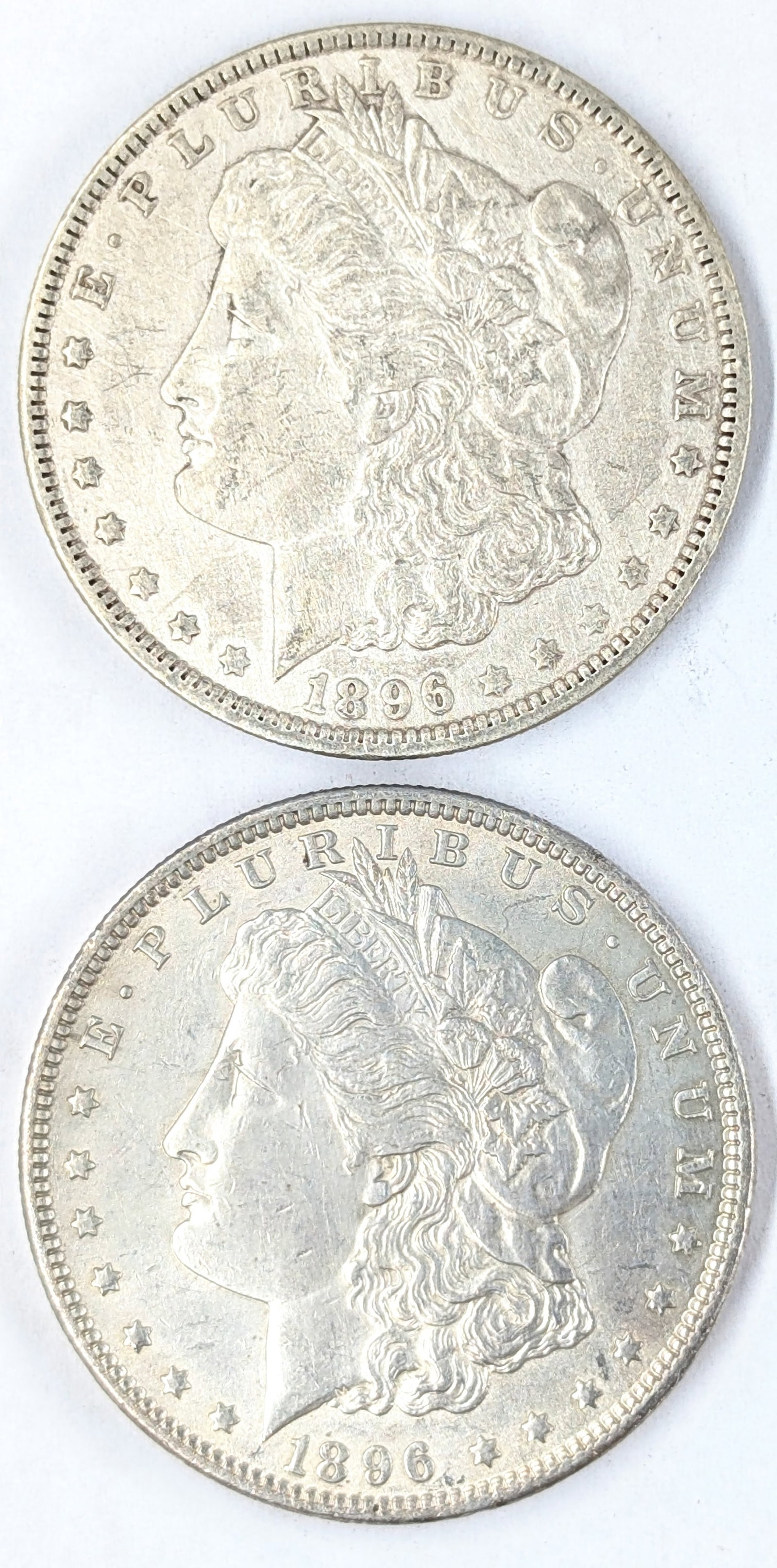 Lot of 2 Morgan Silver Dollars - 1896 P/O: Silver