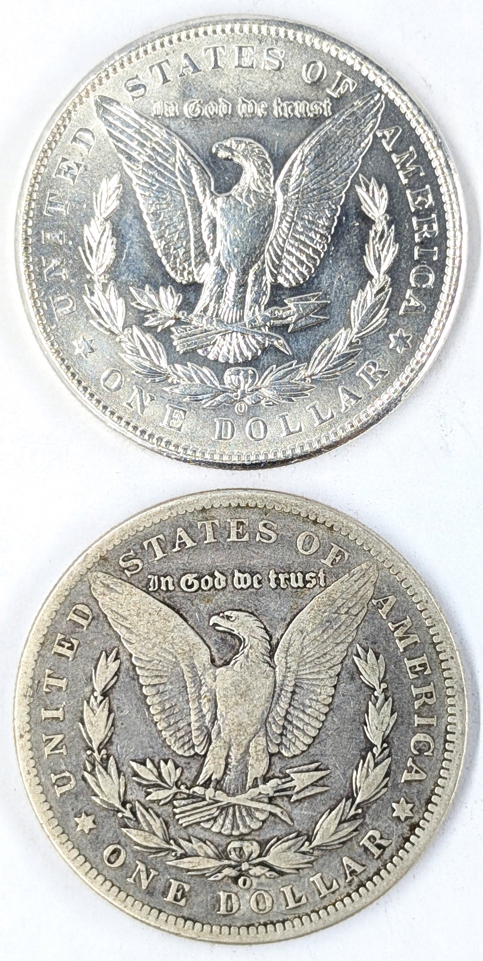 Lot of 2 Morgan Silver Dollars - 1898-O, 1899-O - 2