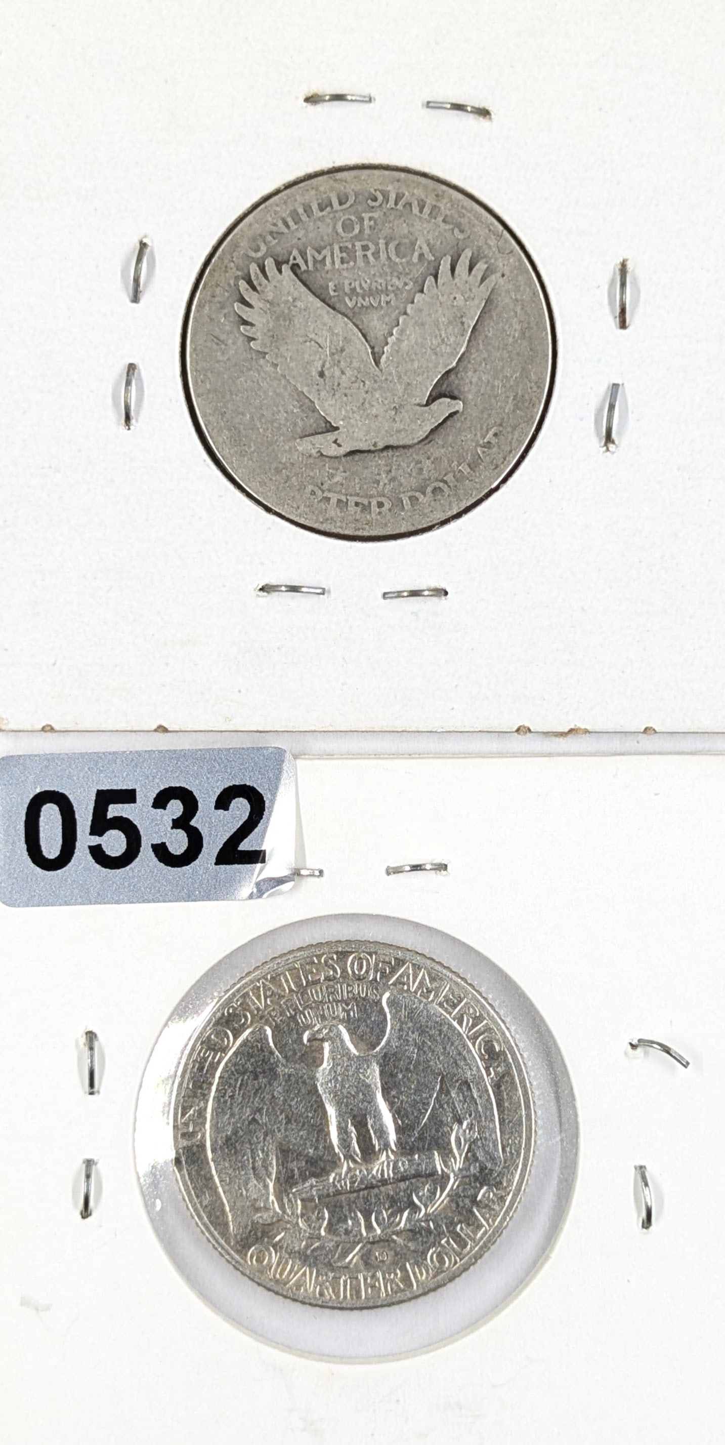 Lot of 2 Silver Quarters - No Date Standing Liberty & 1964-D Washington - 2