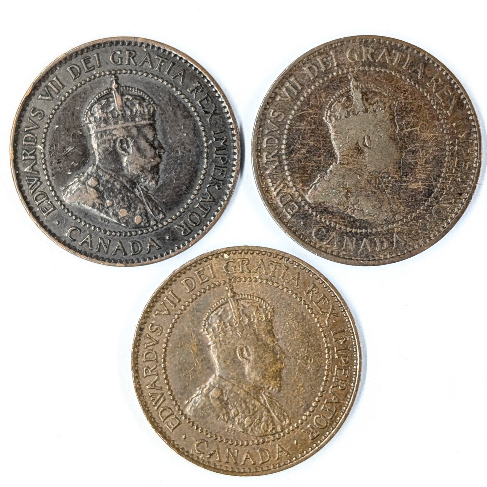Lot of 3 Canadian Cents - 1906-1907: Coin