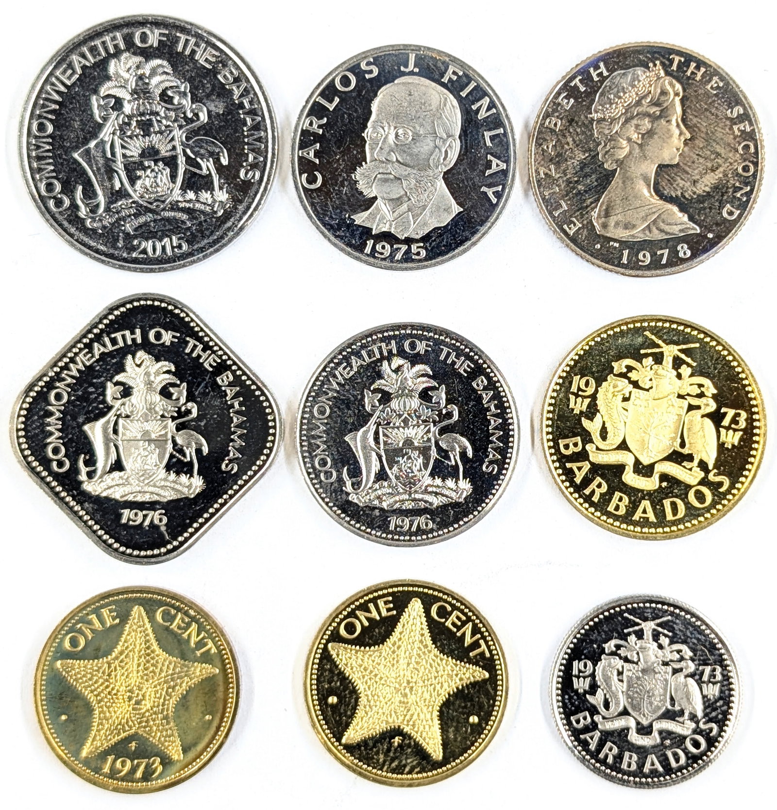 Lot of 9 Proof Foreign Coins - Barbados, Panama, Bahamas, etc. (1 of 2)