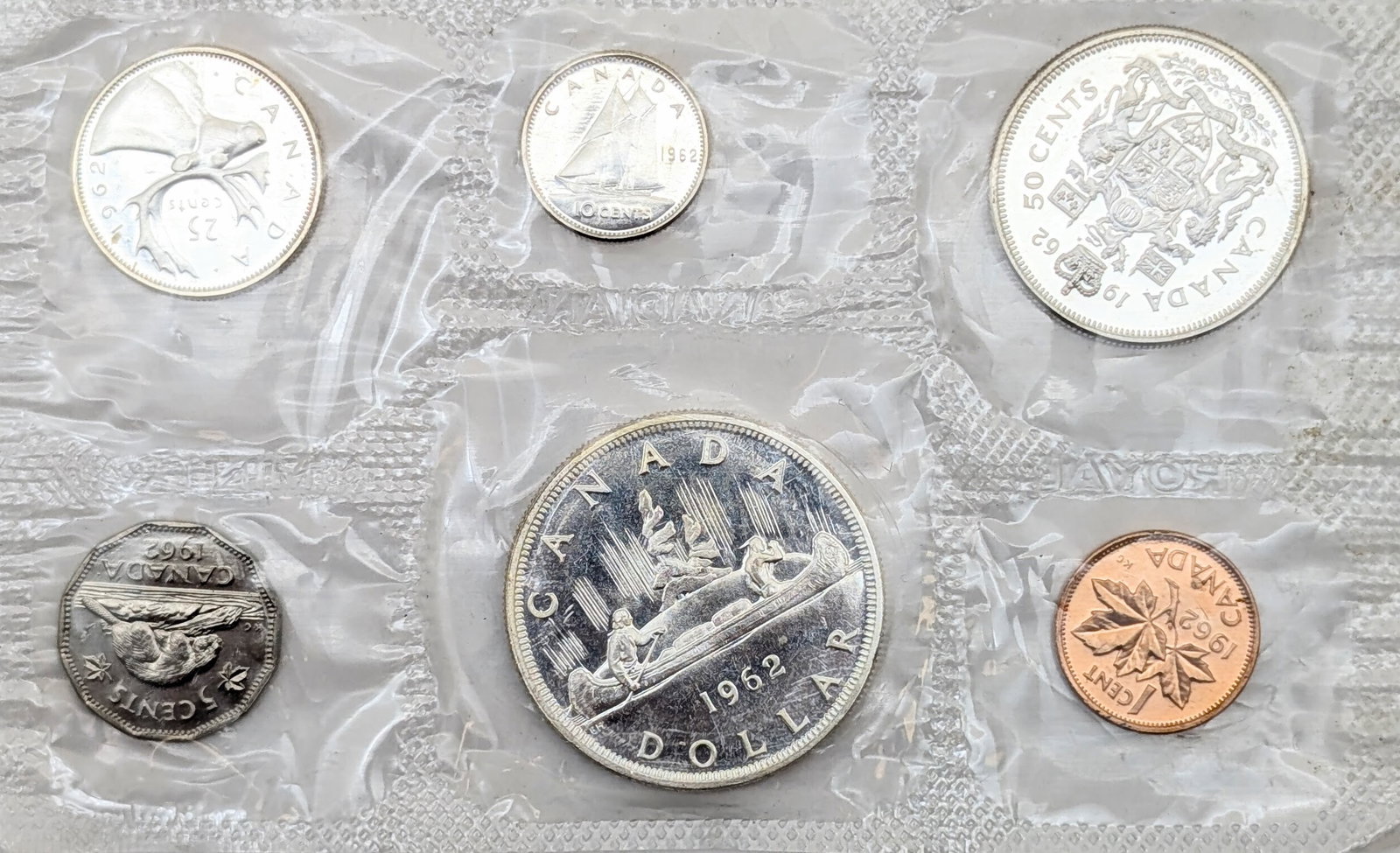 1962 Silver Royal Canadian Mint Uncirculated Coin Set w/ Silver Dollar, Half, Quarter & Dime - 2