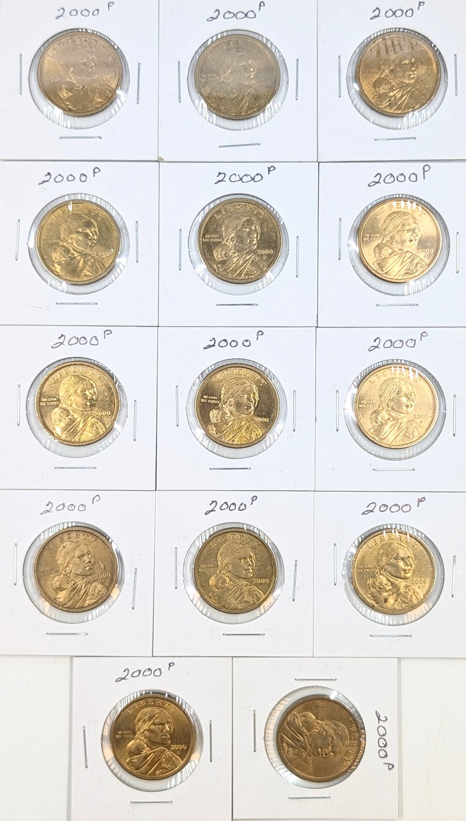 Lot of 14 Uncirculated 2000-P Sacagawea Dollars: Coin