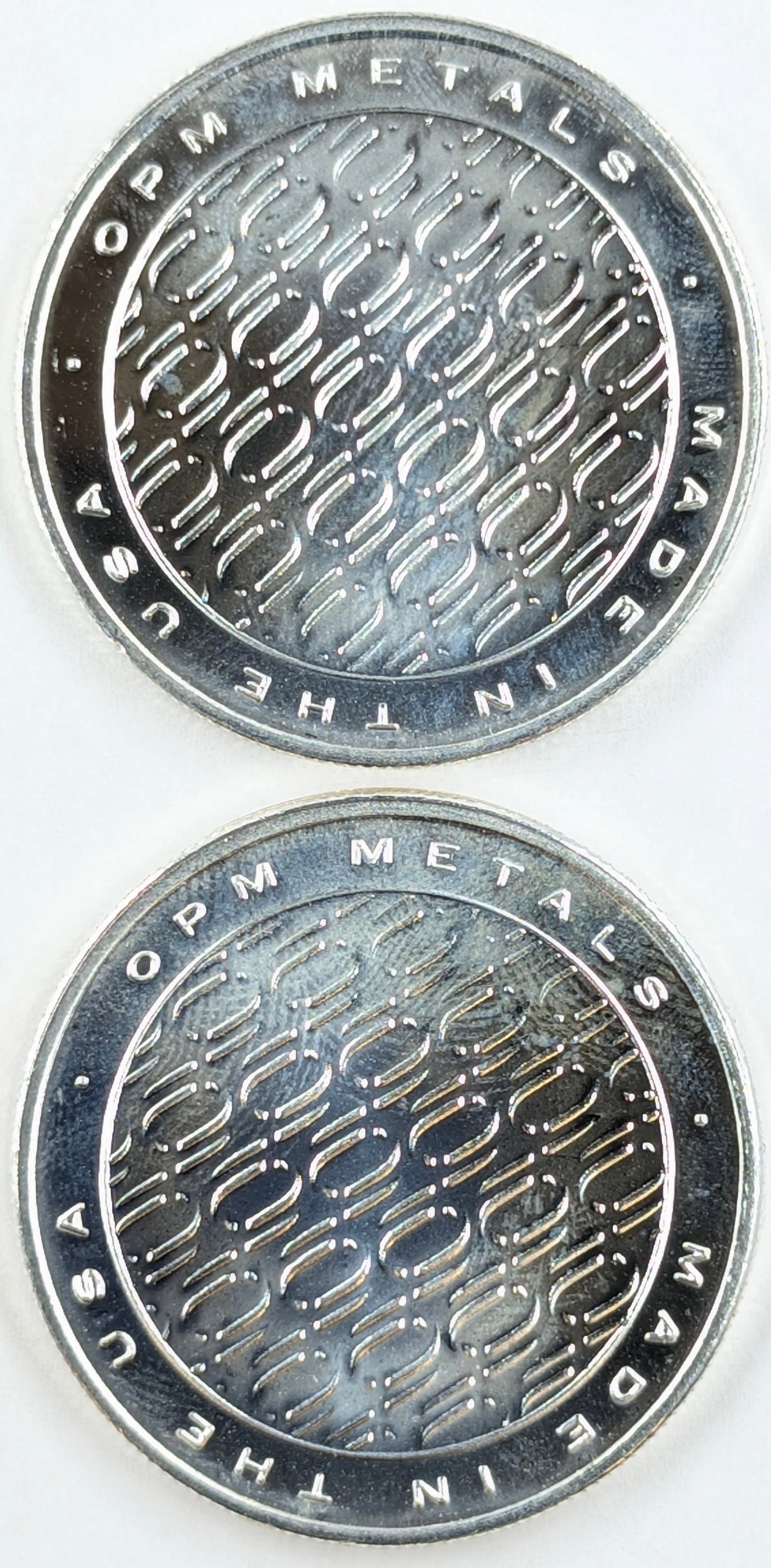 Lot of 2 - 1 Ounce (each) Fine .999 Silver Rounds - OPM - 2