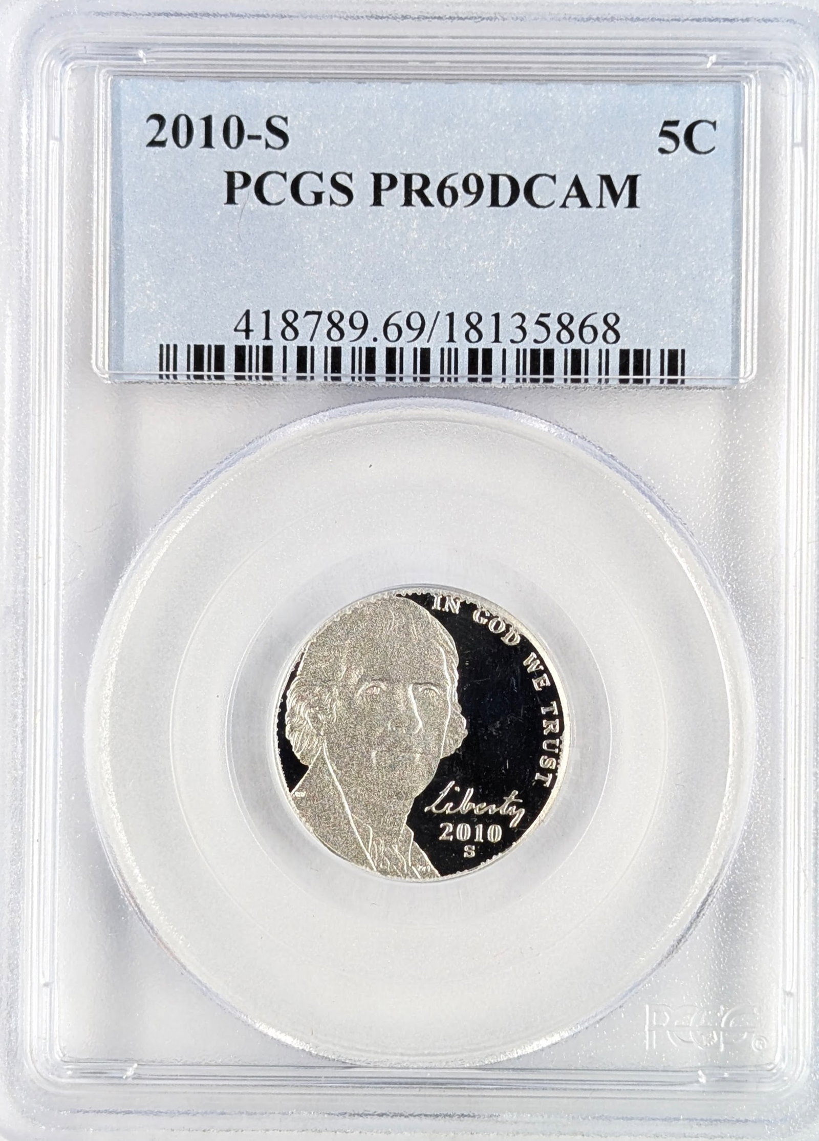 PCGS 2010-S PR69 DCAM Jefferson Nickel: Coin