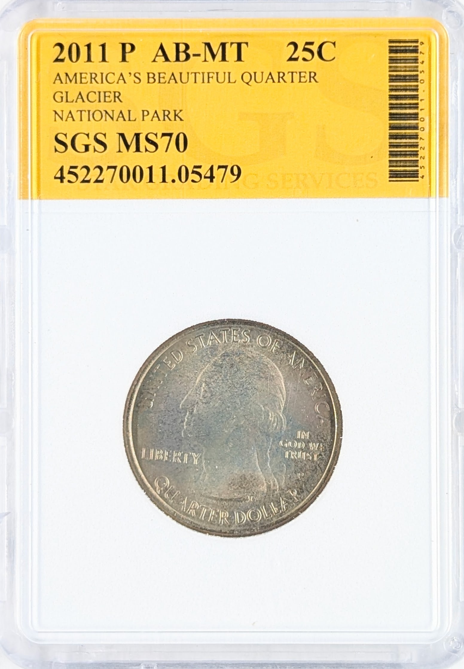 SGS 2011-P MS70 America the Beautiful Quarter - Glacier: Coin