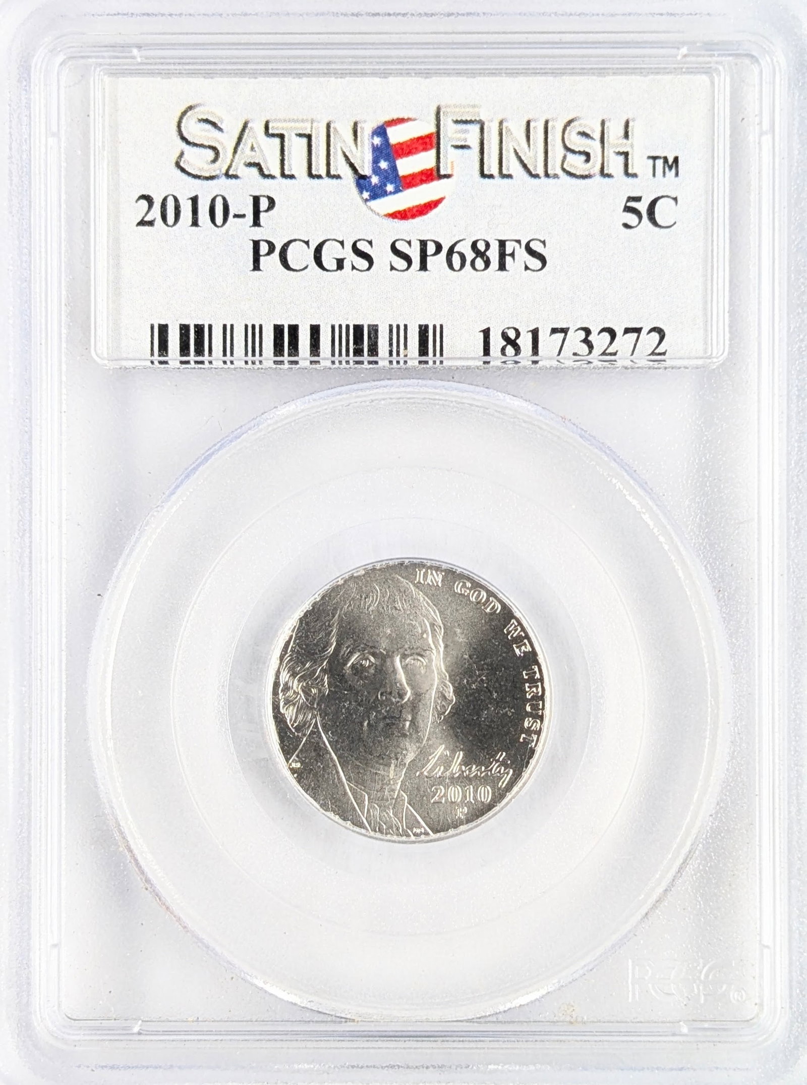 PCGS 2010-P SP68 FS Jefferson Nickel: Coin