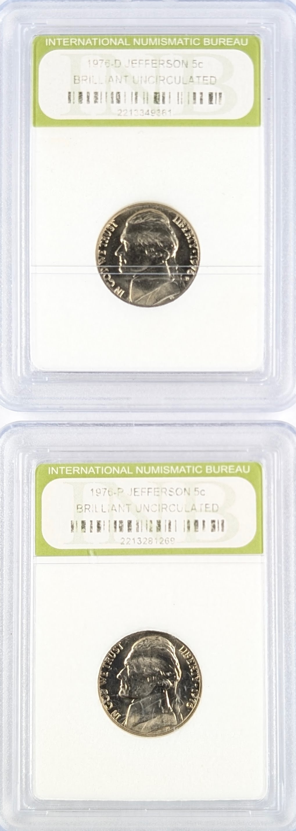 Lot of 2 INB 1976-P BU Jefferson Nickels: Coin