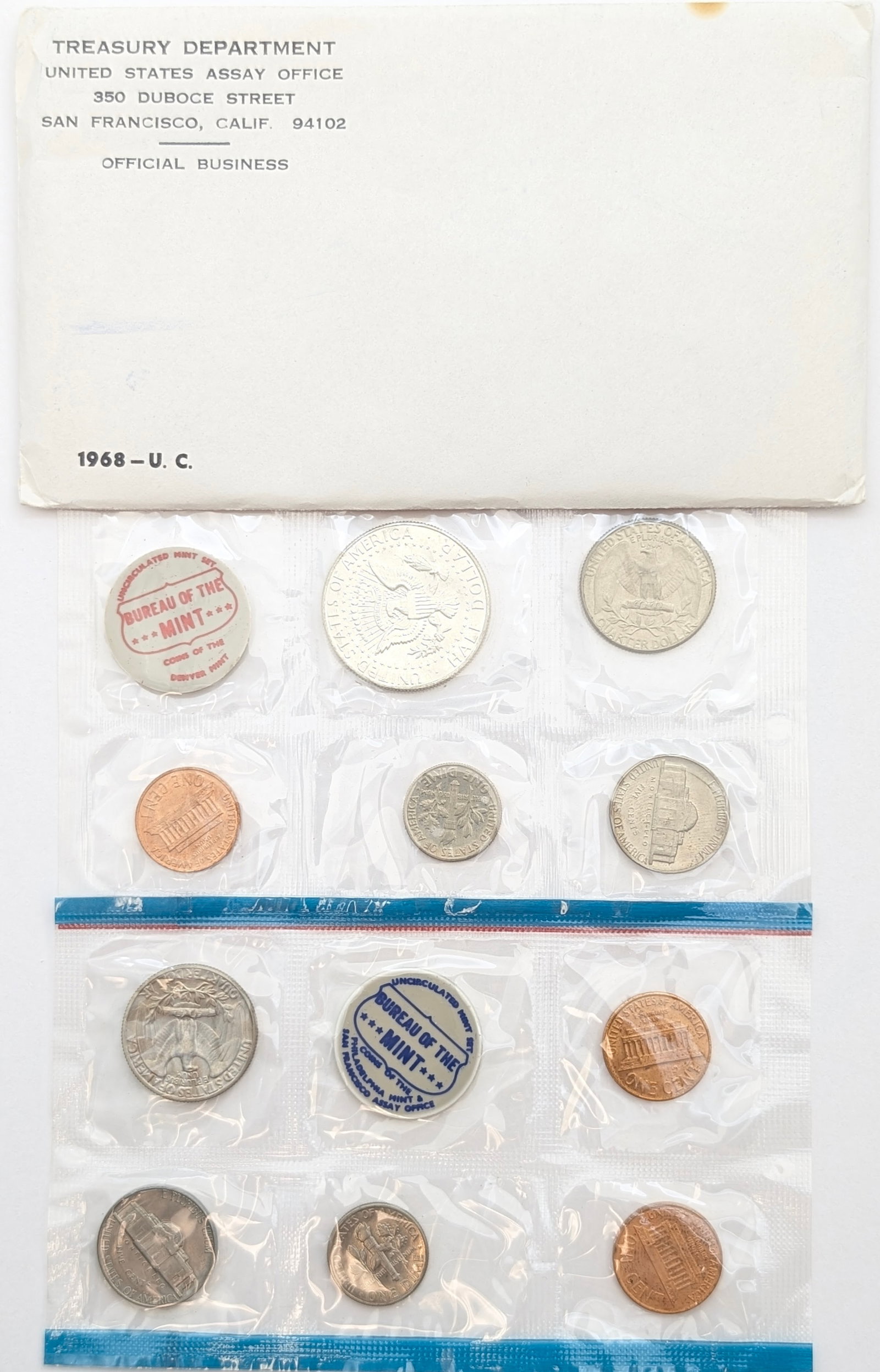 1968 US Mint Uncirculated Set w/ Silver JFK Half - 2