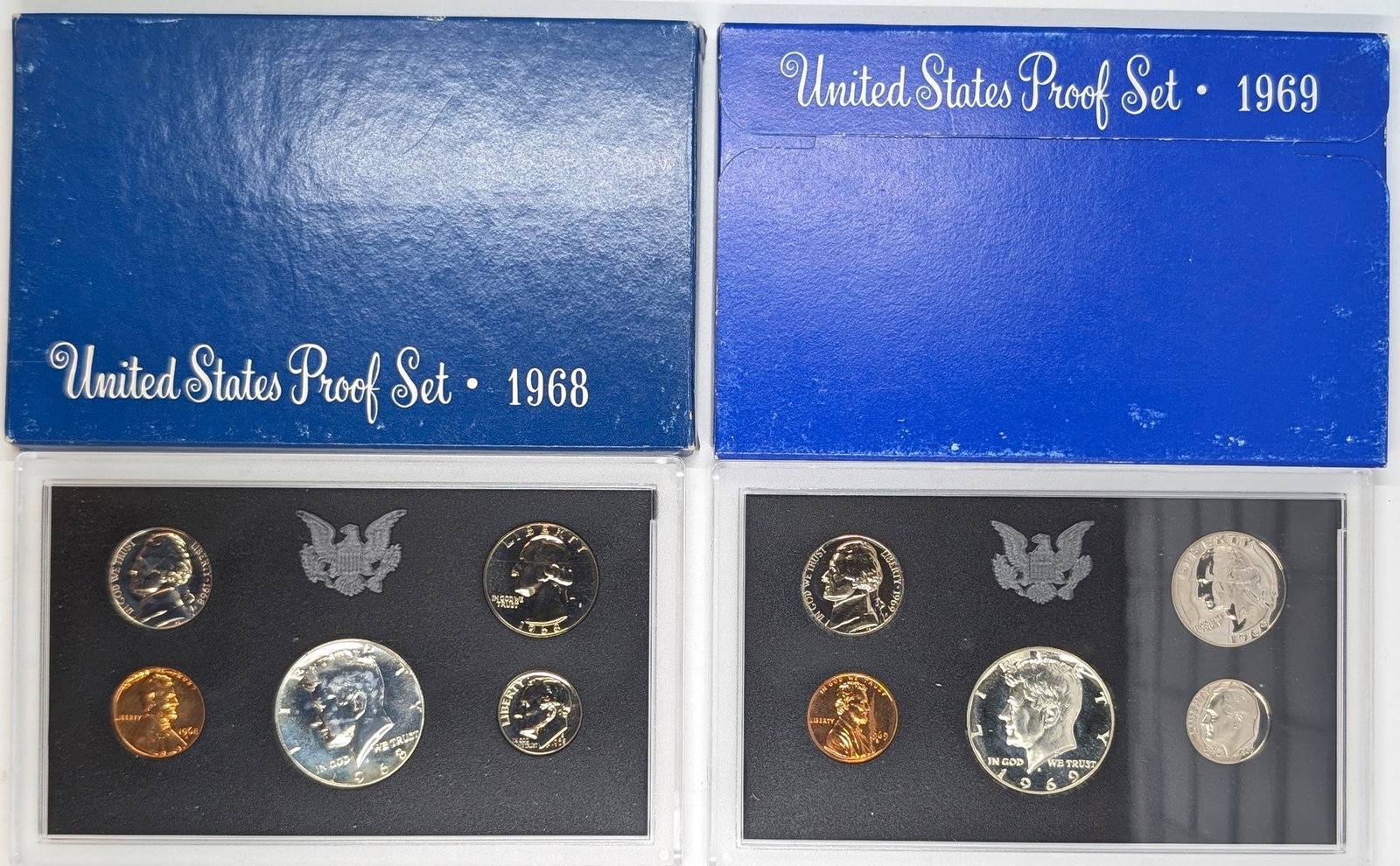Lot of 2 US Mint Proof Sets w/ Silver JFK Halves - 1968, 1969 (1 of 2)
