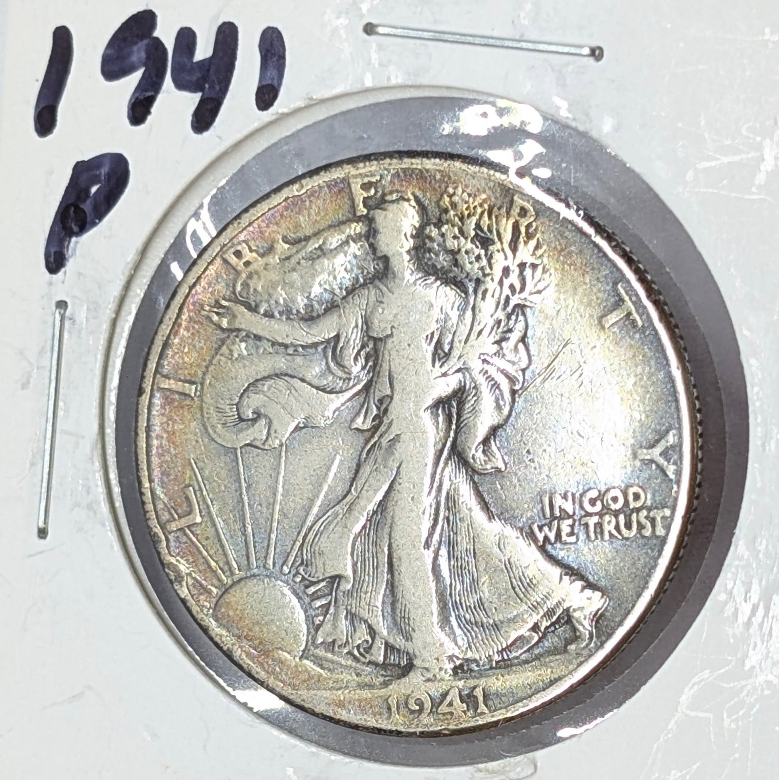 1941 Silver Walking Liberty Half Dollar - Toned: Silver
