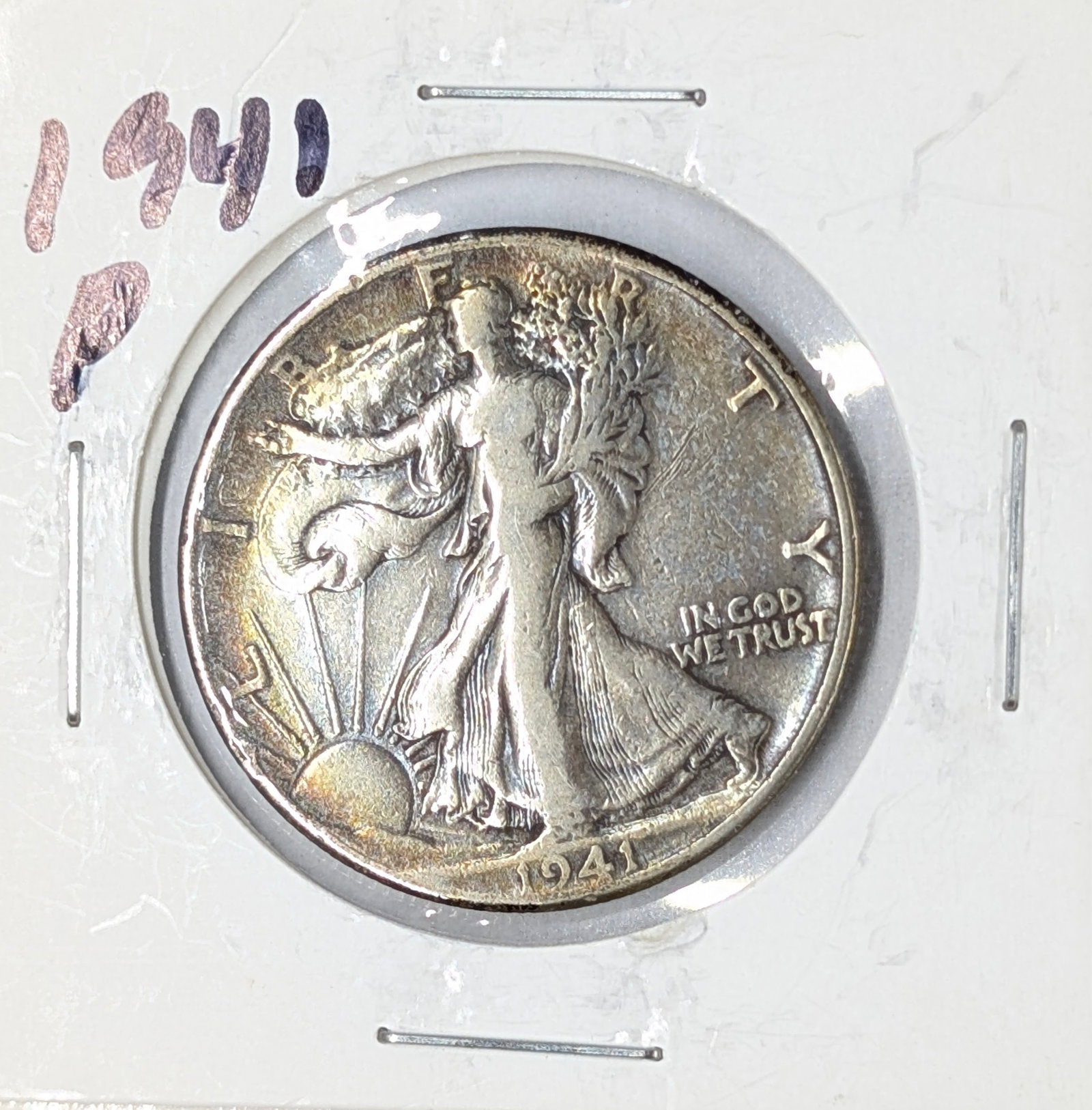 1941 Silver Walking Liberty Half Dollar - Toned - 3