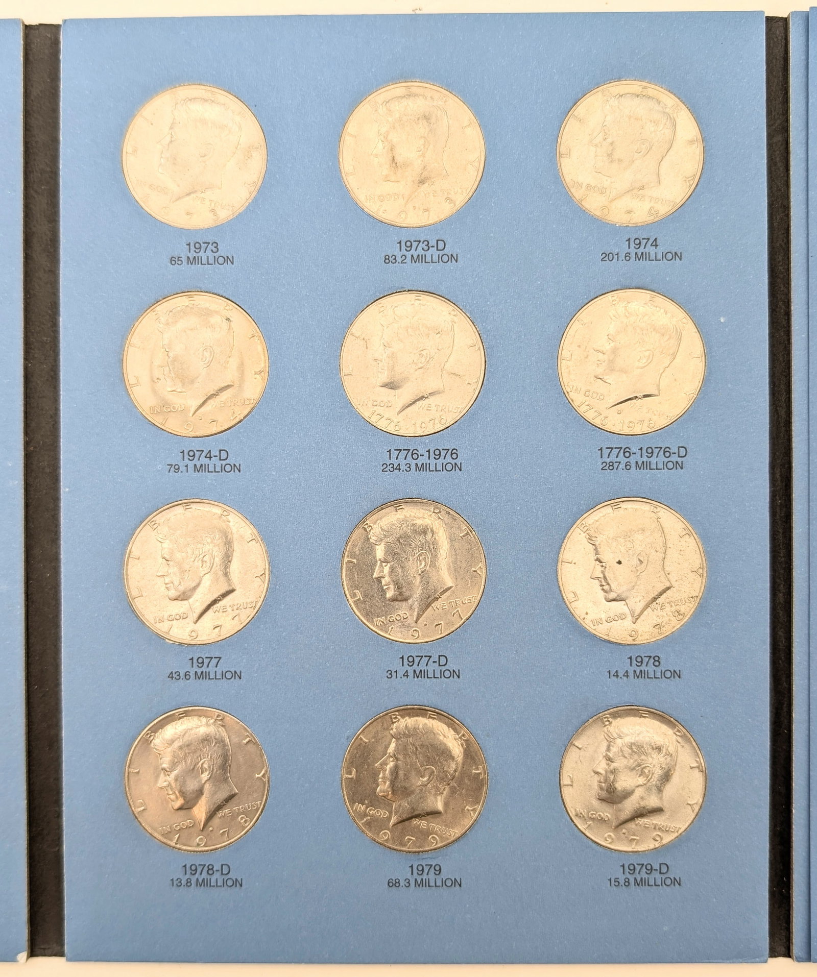 Whitman John F Kennedy Half Dollar 1964-1982 Book w/ 33 Coins - 3