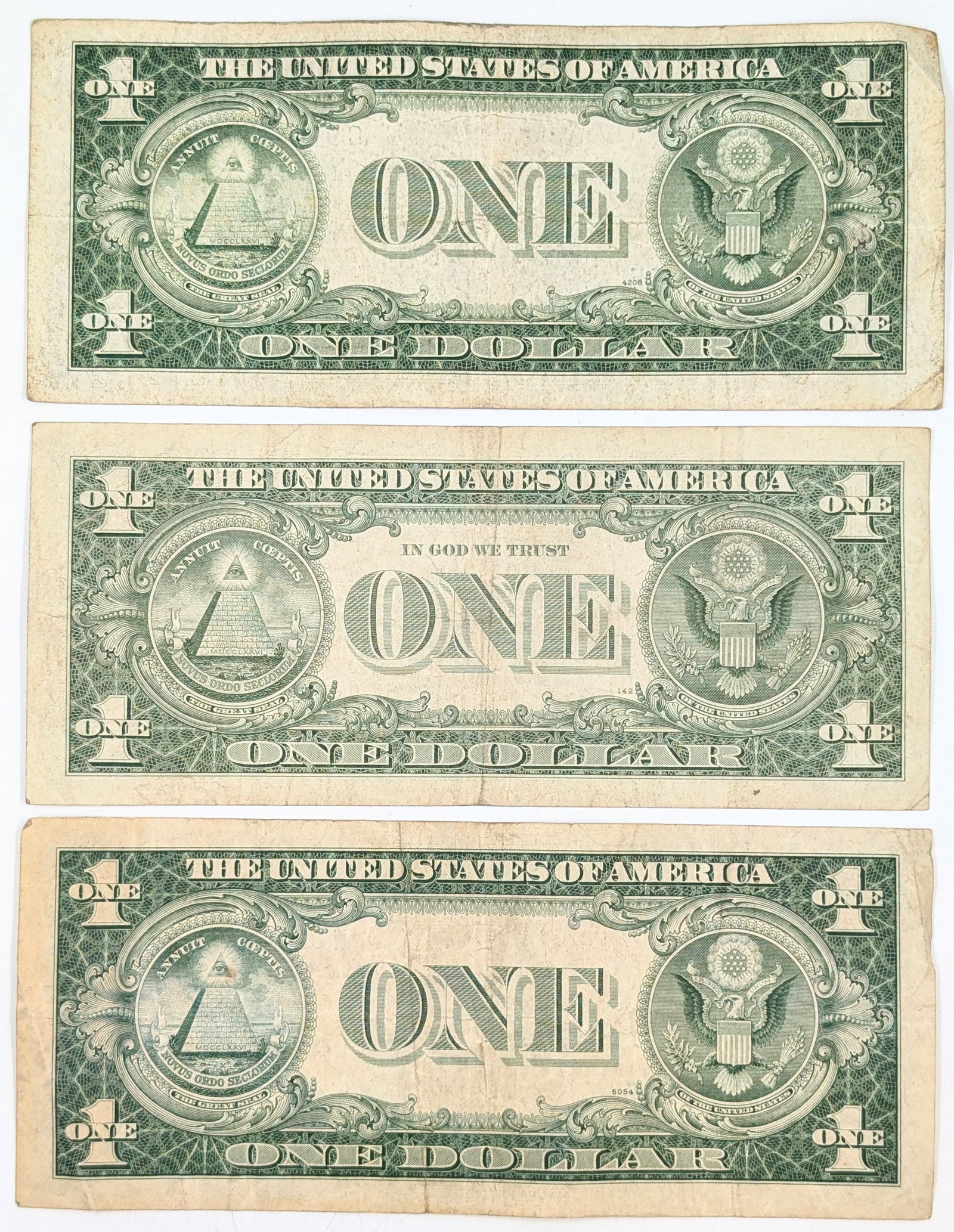 Lot of 3 $1 Notes - Silver Certificates - 1935 & 1957 - 2
