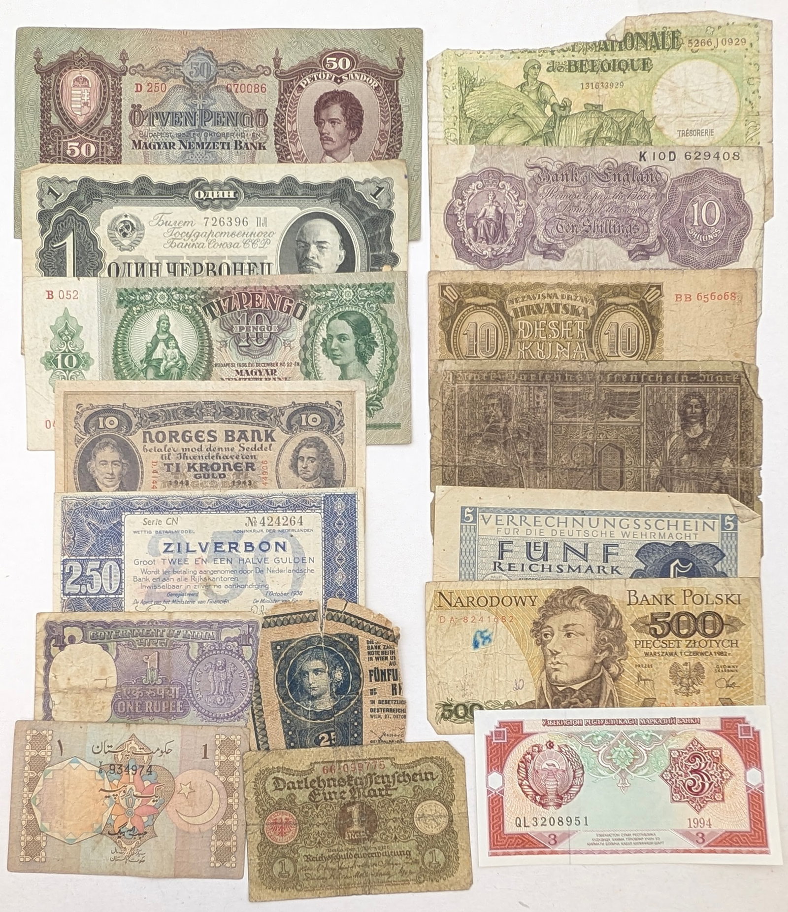 Large Lot of Foreign Notes - England, Poland, Hungary, etc. (1 of 2)