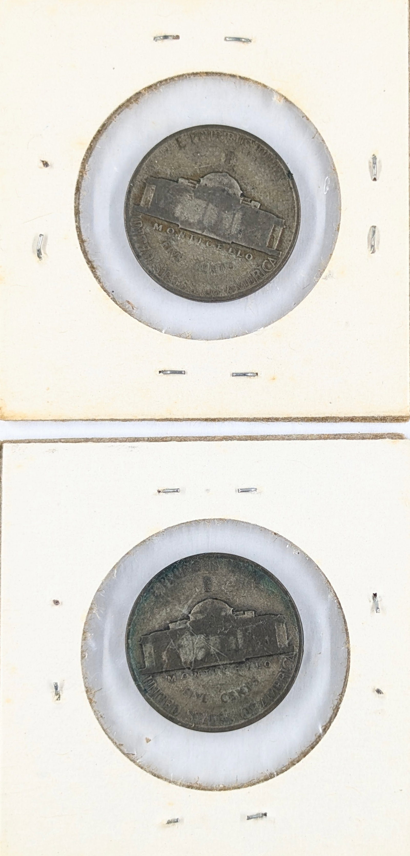 Lot of 2 Silver War Nickels - Both 1943-P - 2