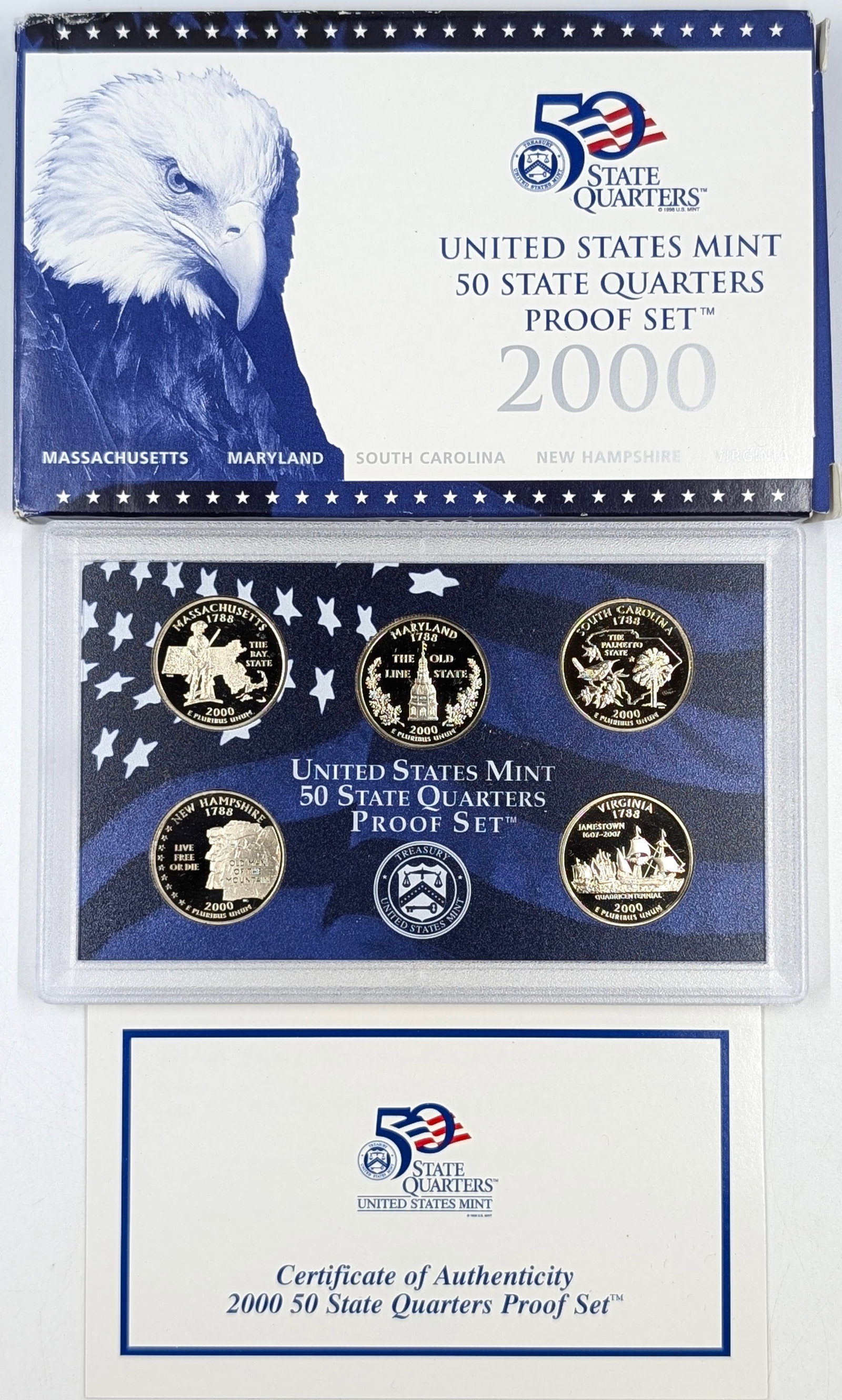 2000 US Mint 50 State Quarters Proof Set w/ COA (1 of 2)