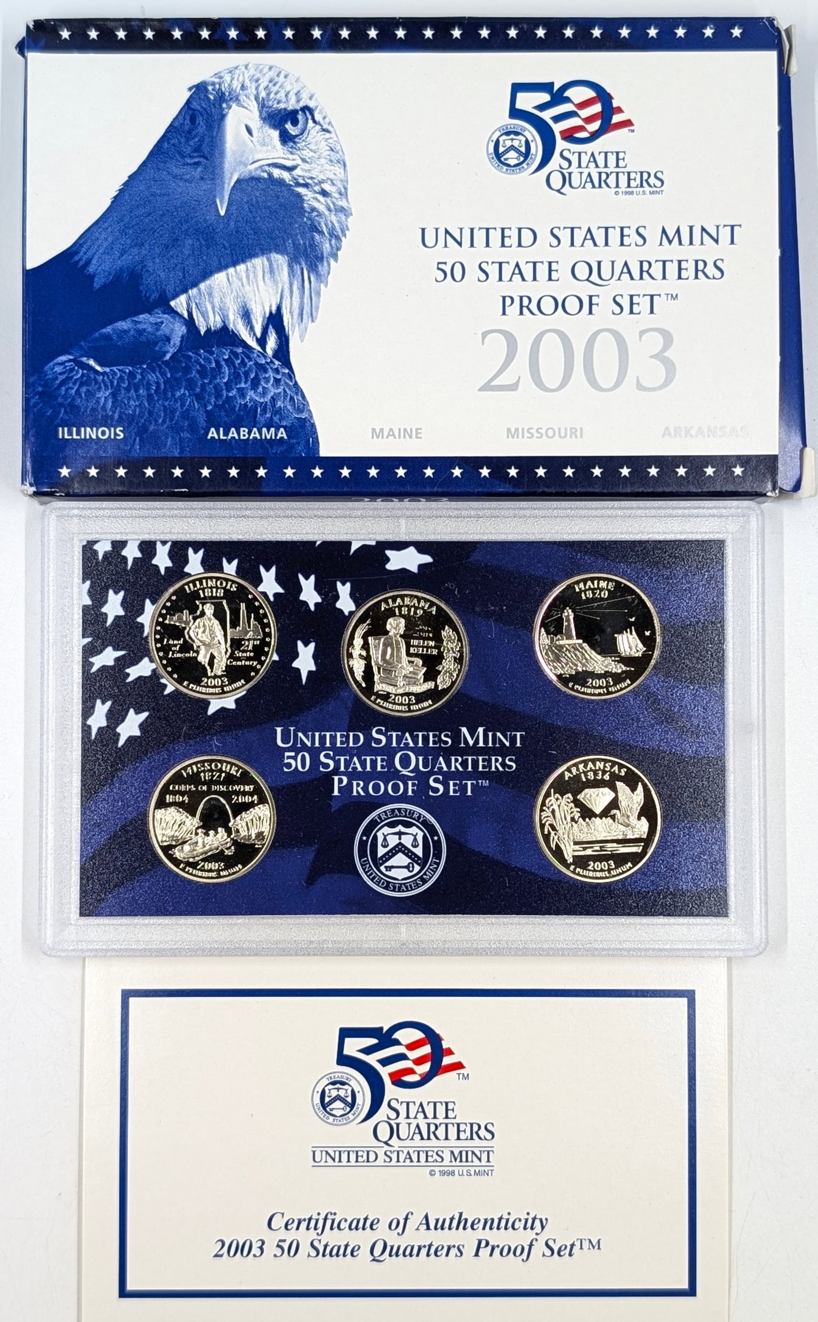 2003 US Mint 50 State Quarters Proof Set w/ COA (1 of 2)