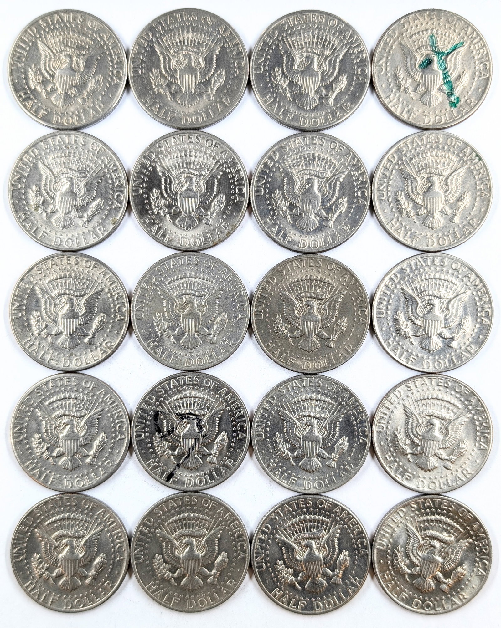 Lot of 20 John F Kennedy Half Dollars - 1971-1974 - 2