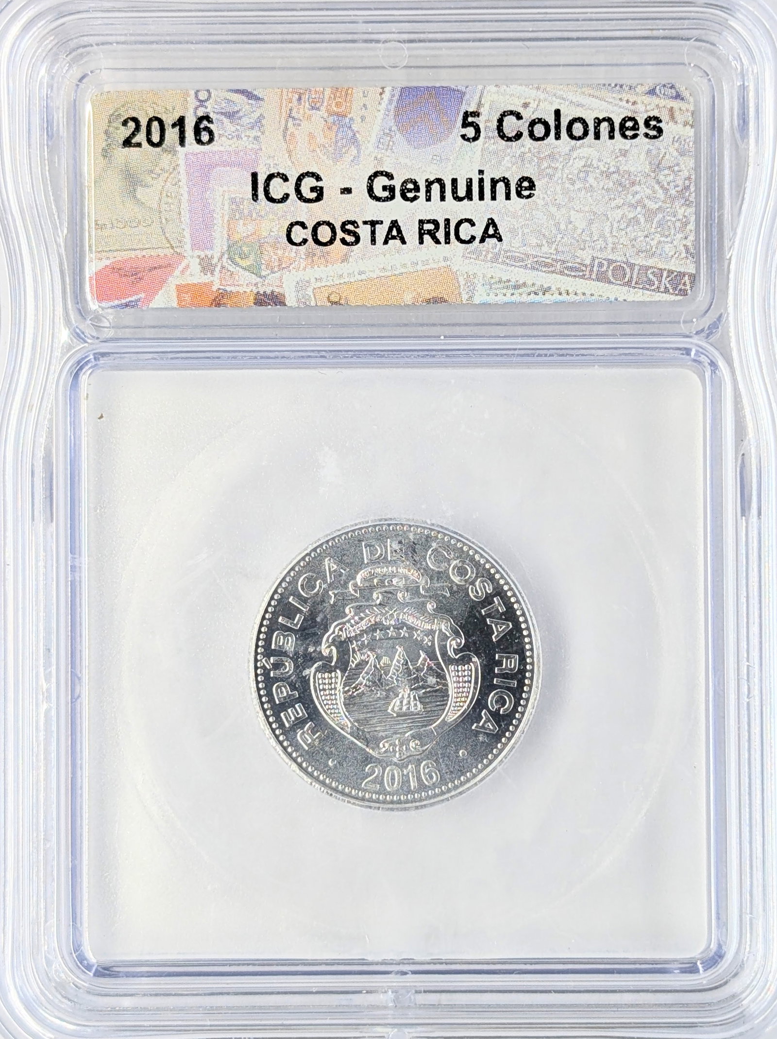 ICG 2016 Costa Rican 5 Colones: Coin