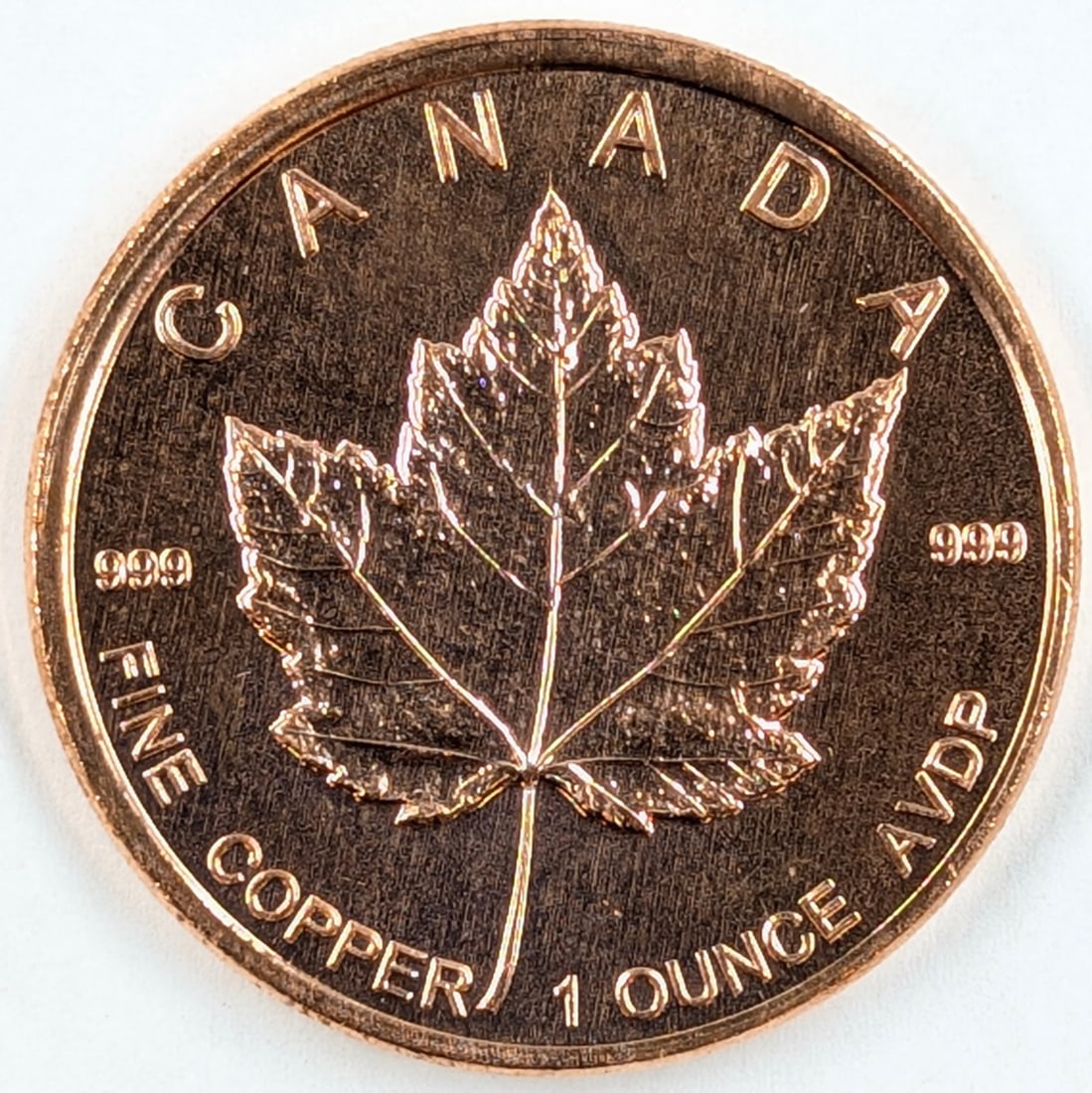 1 Ounce Fine .999 Copper Round - Canada: Copper