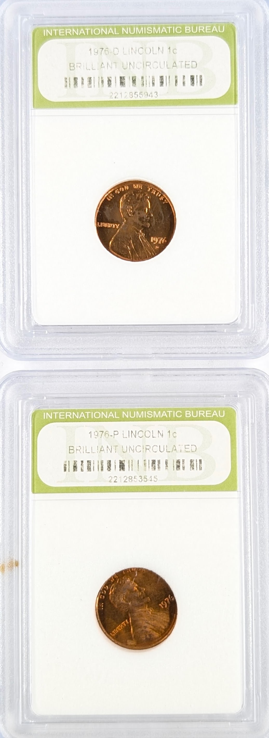 Lot of 2 INB 1976-P BU Lincoln Cents (1 of 2)