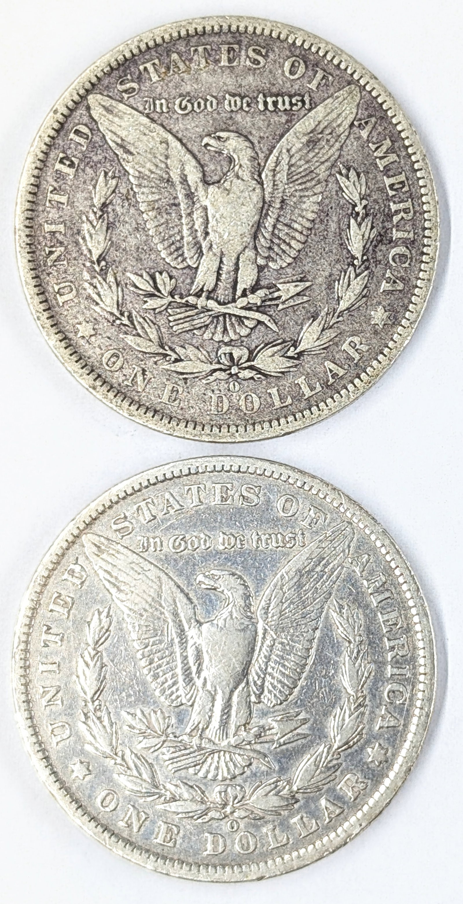 Lot of 2 Morgan Silver Dollars- 1882-O, 1886-O - 2