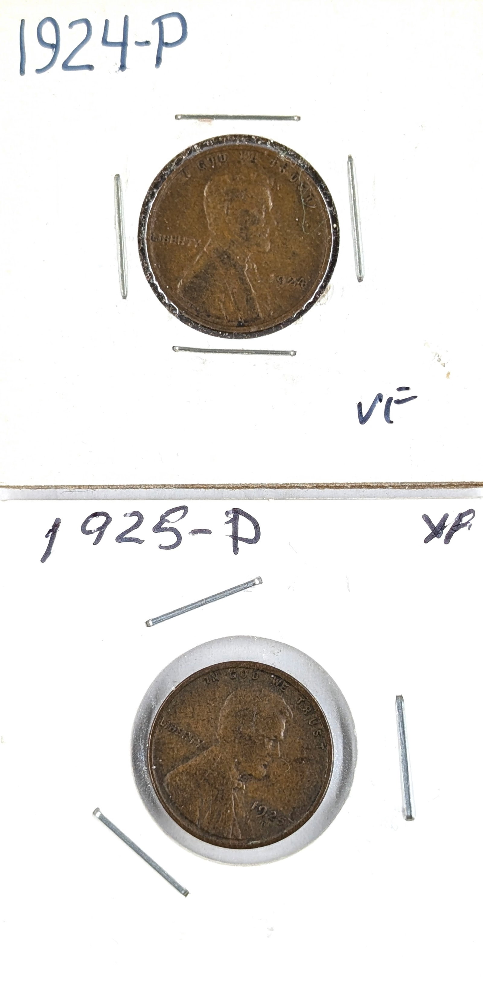 Lot of 2 Wheat Cents- 1924, 1925-D: _