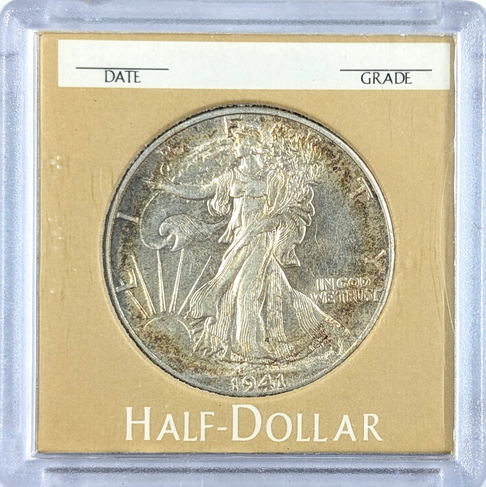 FEATURE- 1941 Silver Walking Liberty Half Dollar- Toned: FEATURE