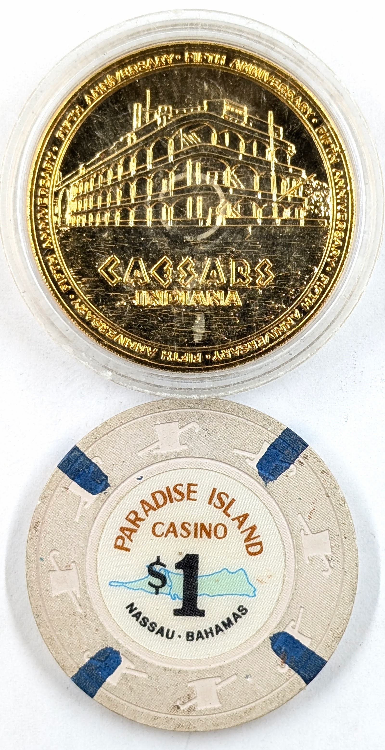 Lot of 2 Casino/ Gaming tokens- Caesars, Paradise Island: _