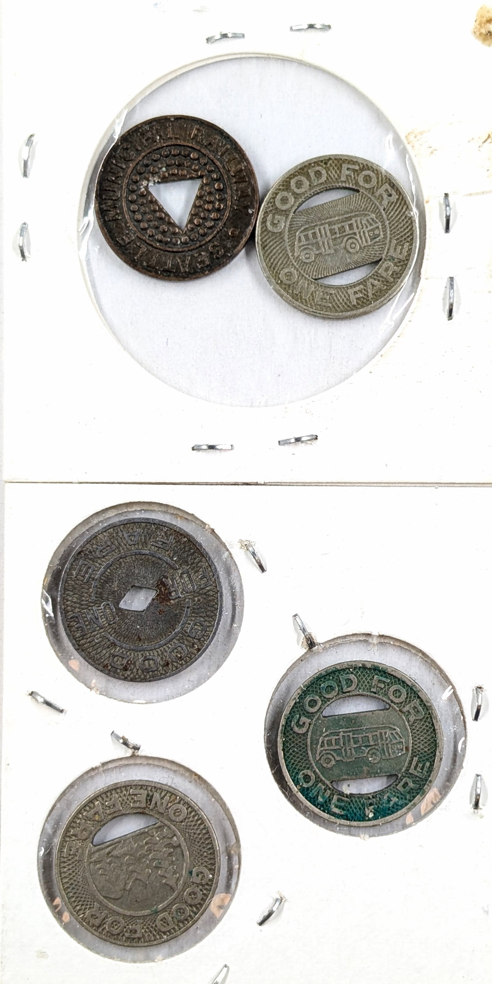 Lot of 5 Vintage US Transportation Tokens - 2