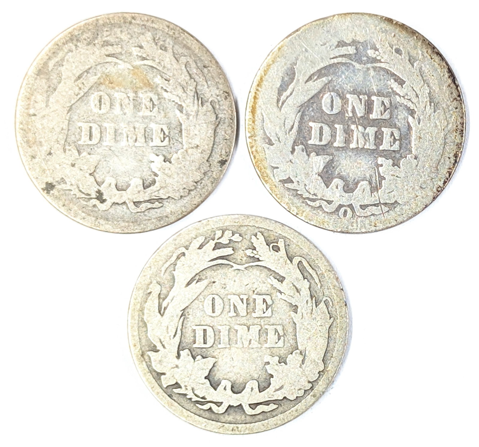 Lot of 3 Silver Barber Dimes- 1898, 1903-O, 1910 - 2