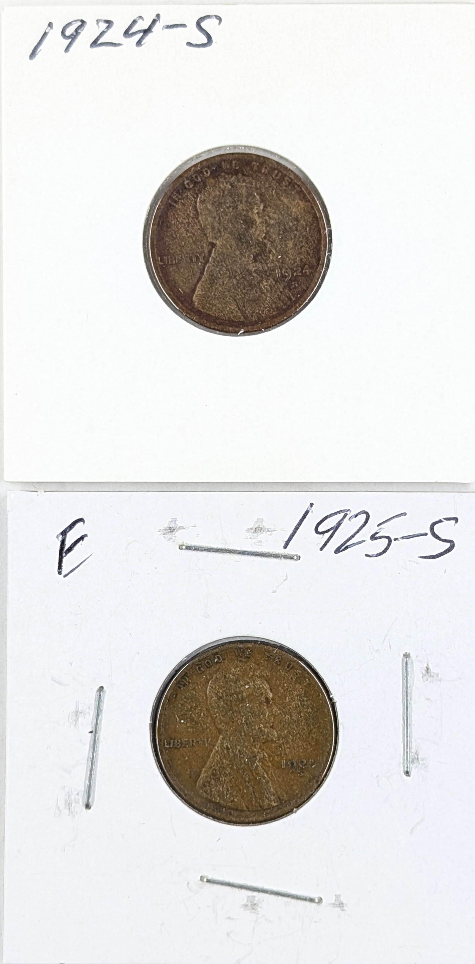 Lot of 2 Wheat Cents- 1924-S, 1925-S: _