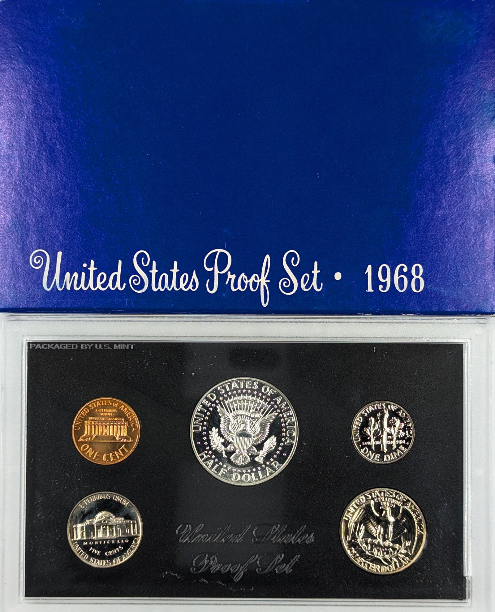 1968 US Mint Proof Set w/ Silver JFK Half - 2