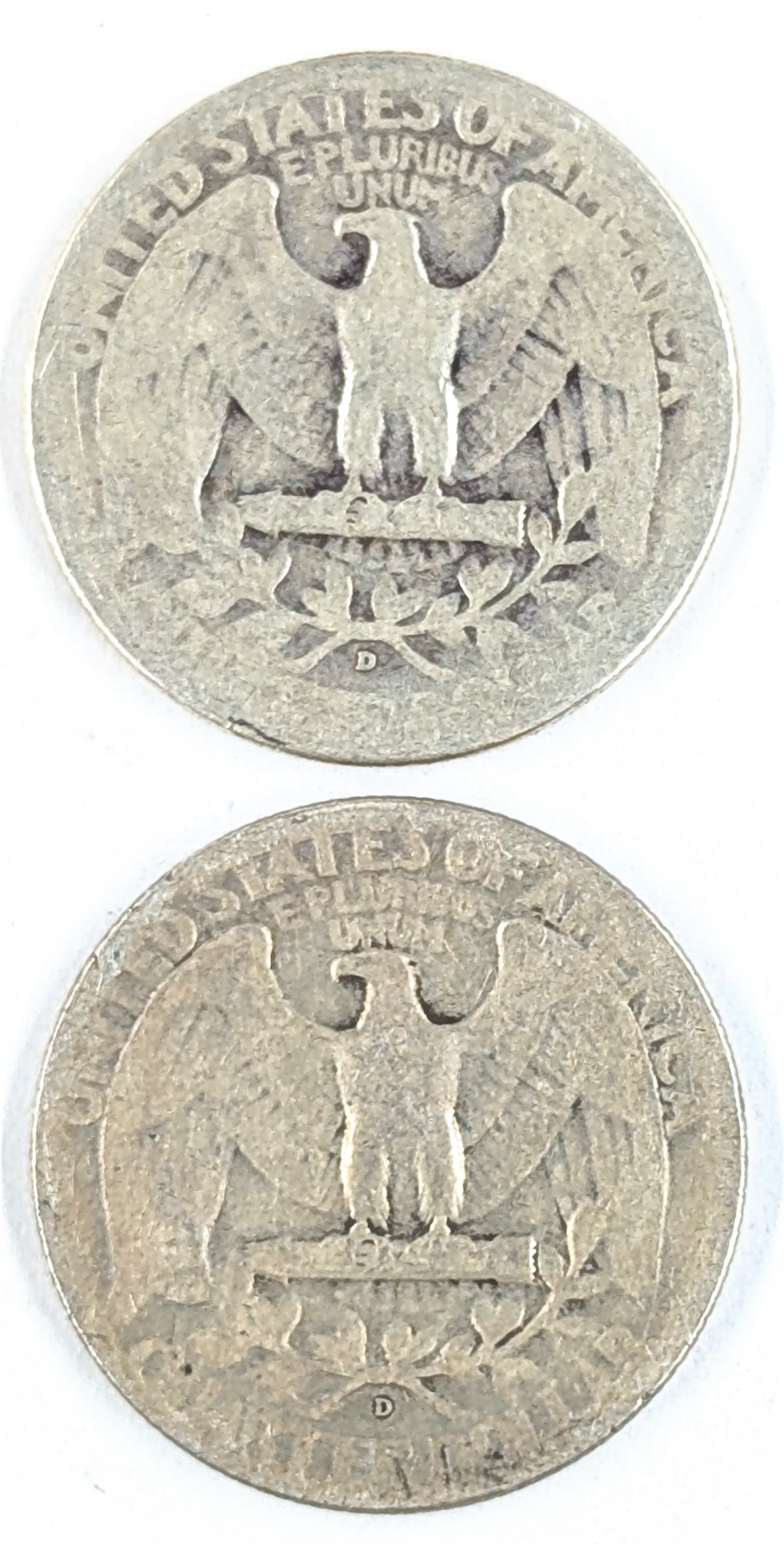 Lot of 2 Silver Washington Quarters- 1943-D, 1944-D - 2