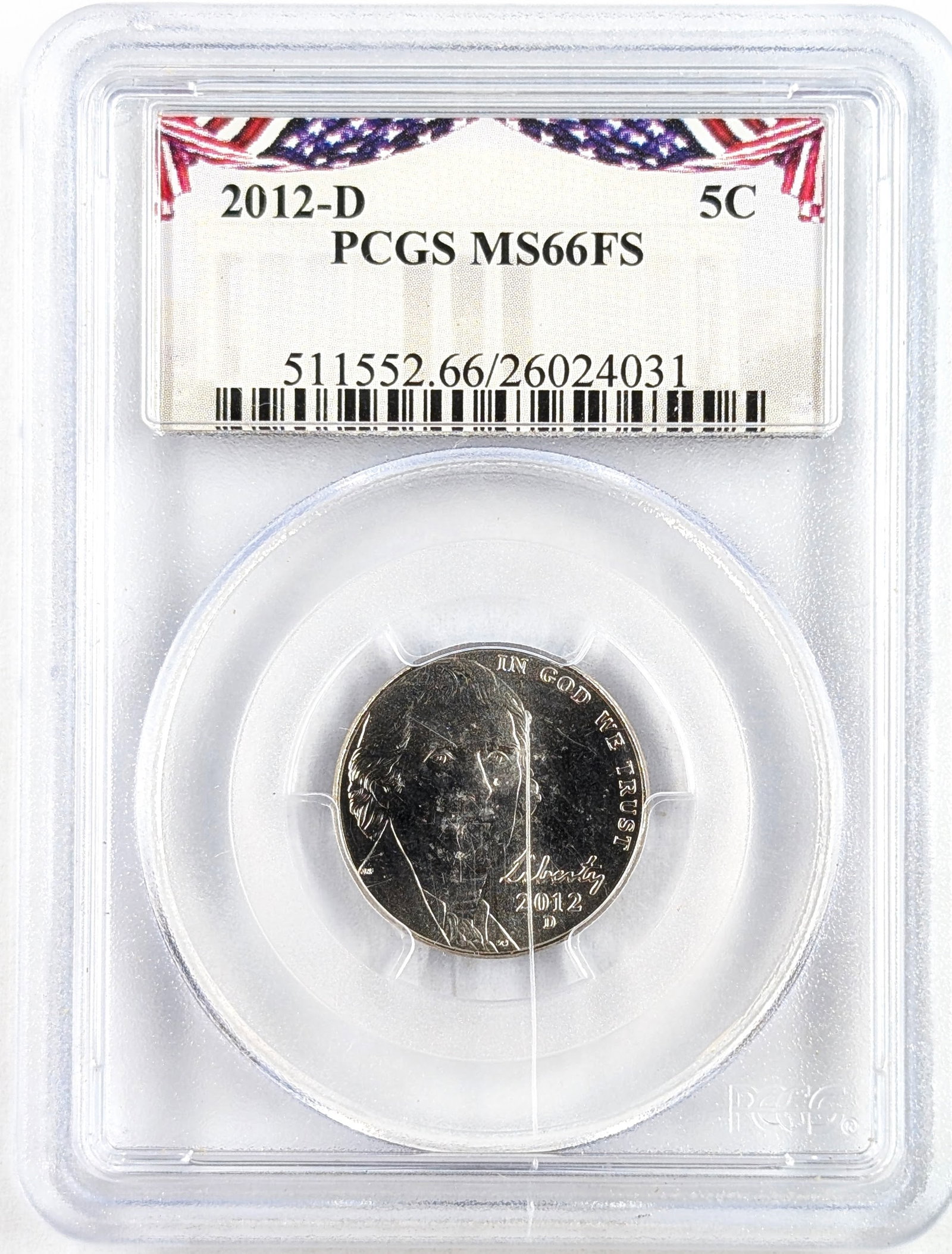 PCGS 2012-D MS66FS Jefferson Nickel: _