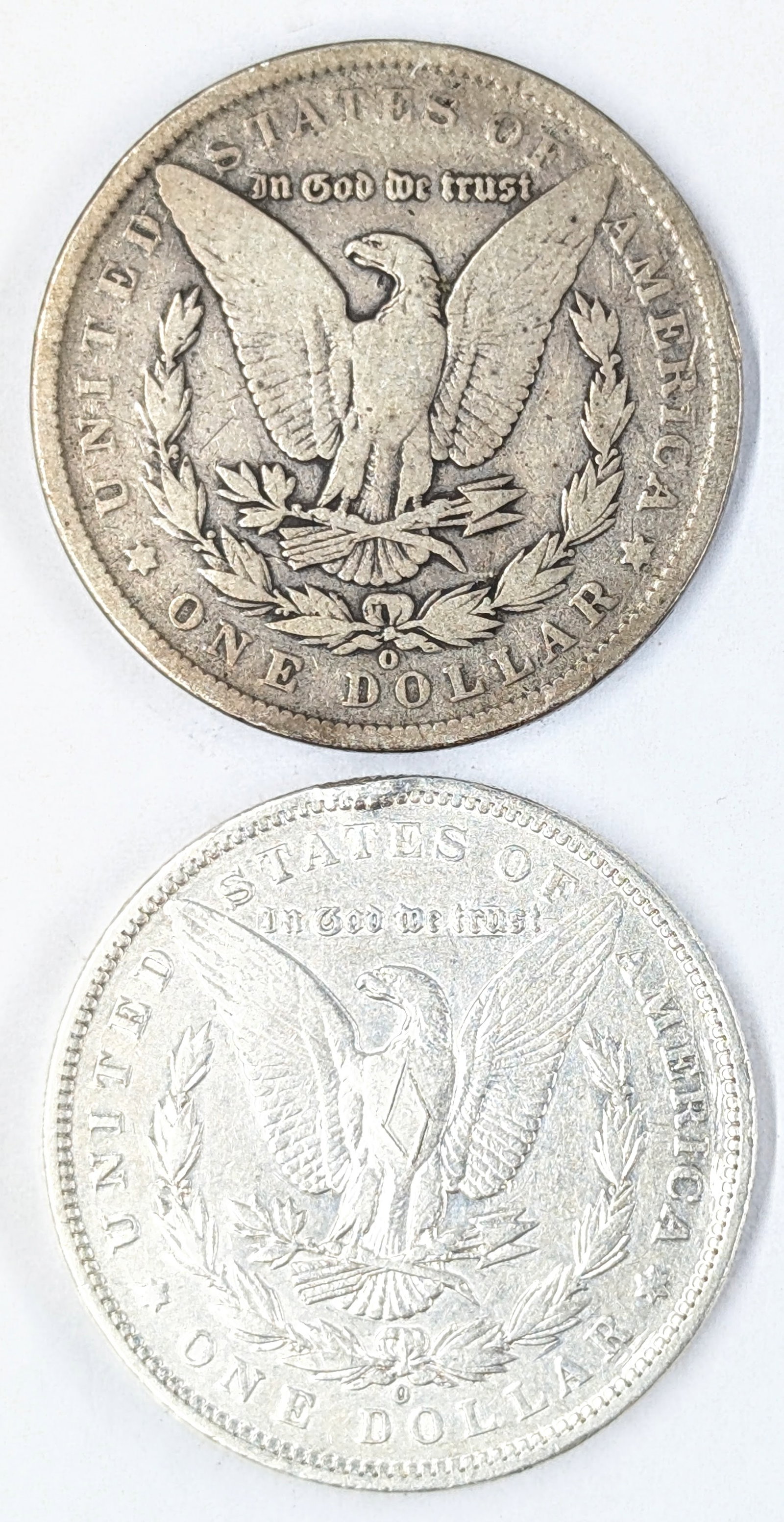 Lot of 2 Morgan Silver Dollars- 1890-O, 1891-O - 2