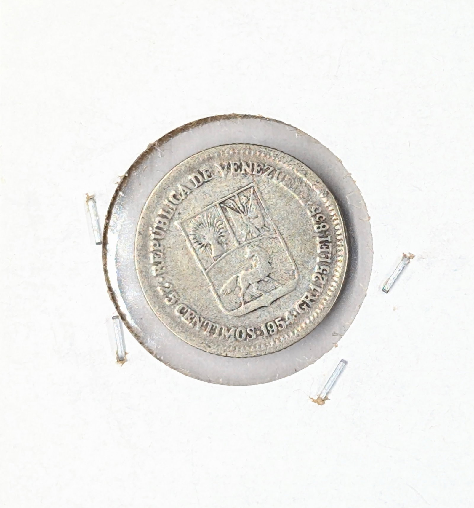 1954 Silver Venezuela 25 Centimos - 2