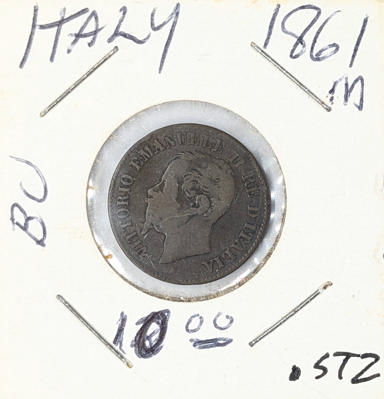 1861 Italian 10 Centesimi Coin: _