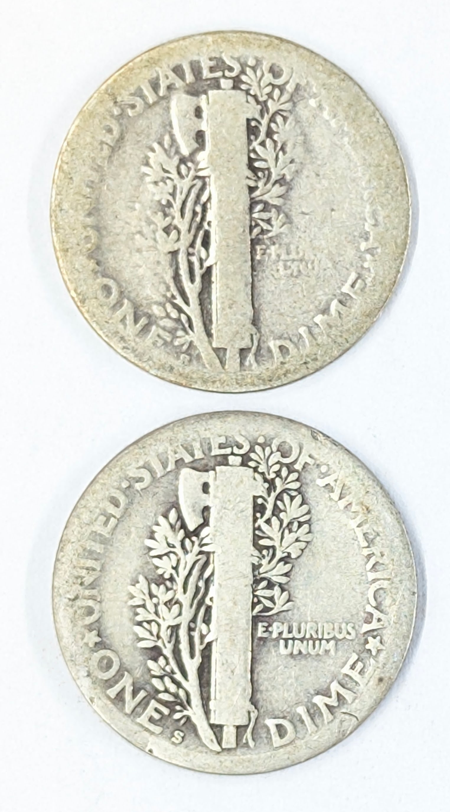 Lot of 2 Silver Mercury Dimes- 1919-S, 1920-S - 2