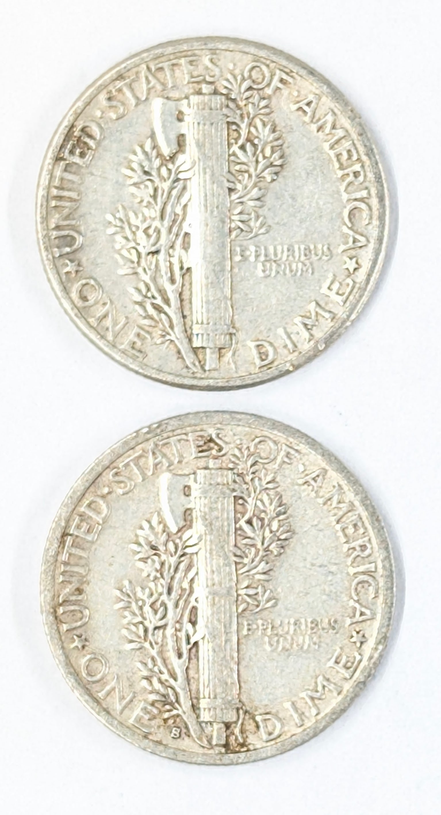 Lot of 2 Silver Mercury Dimes- 1944, 1945-S - 2
