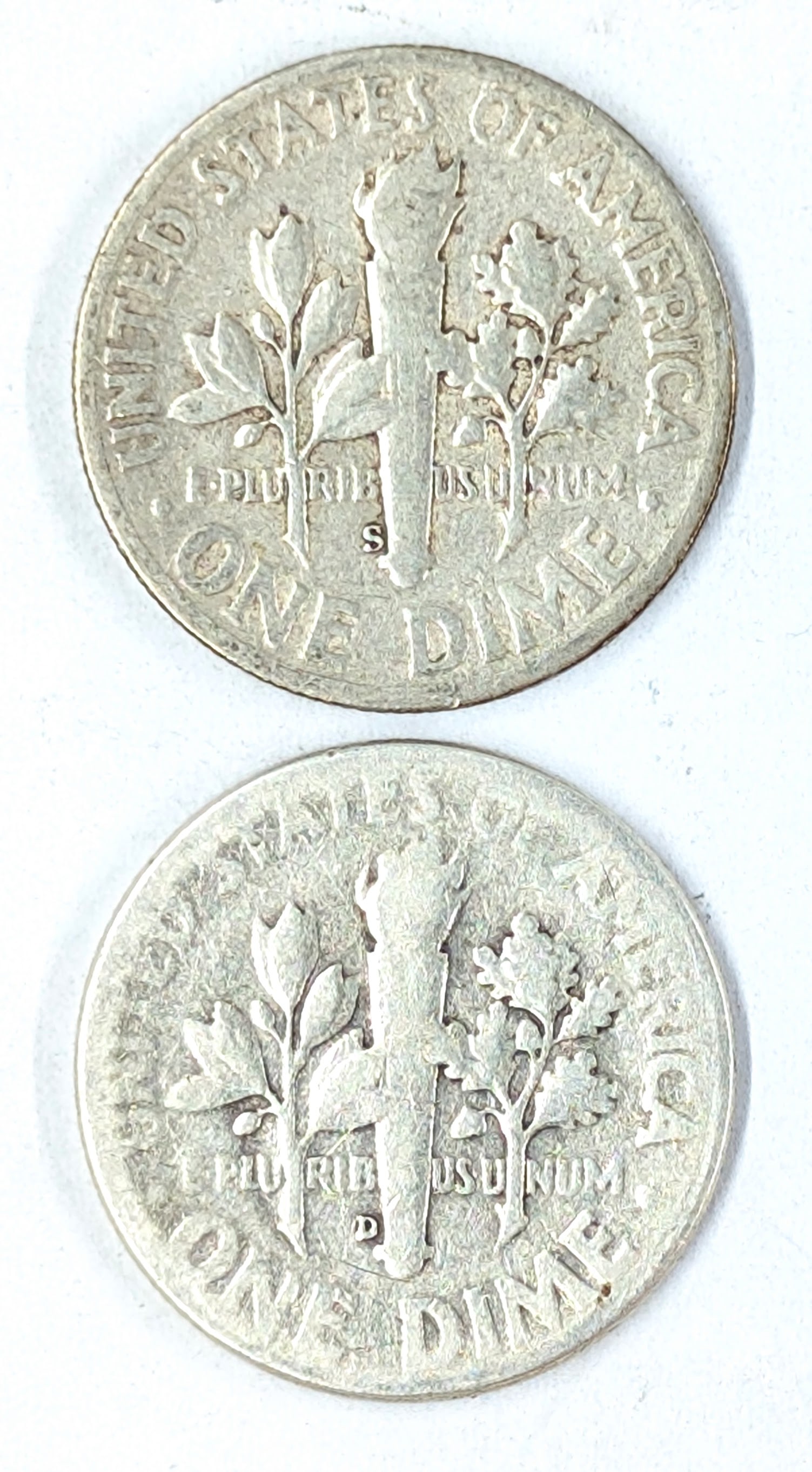 Lot of 2 Silver Roosevelt Dimes- 1946-S, 1947-D - 2