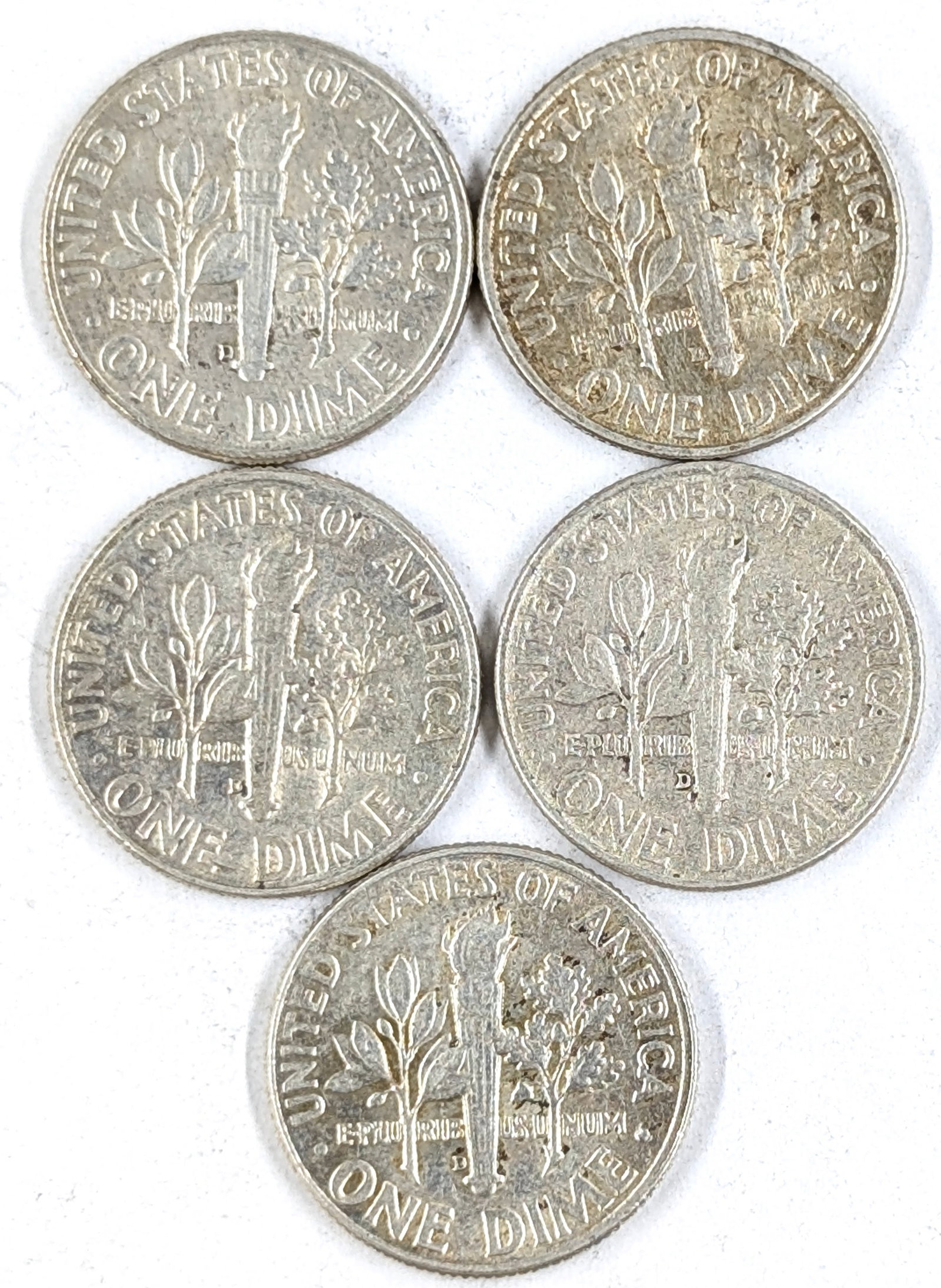 Lot of 5 Silver Roosevelt Dimes- 1961-1964 - 2